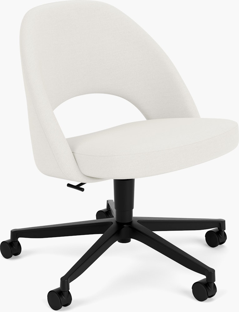 Saarinen Executive Office Side Chair, Hourglass, Air, Black, Hard Casters