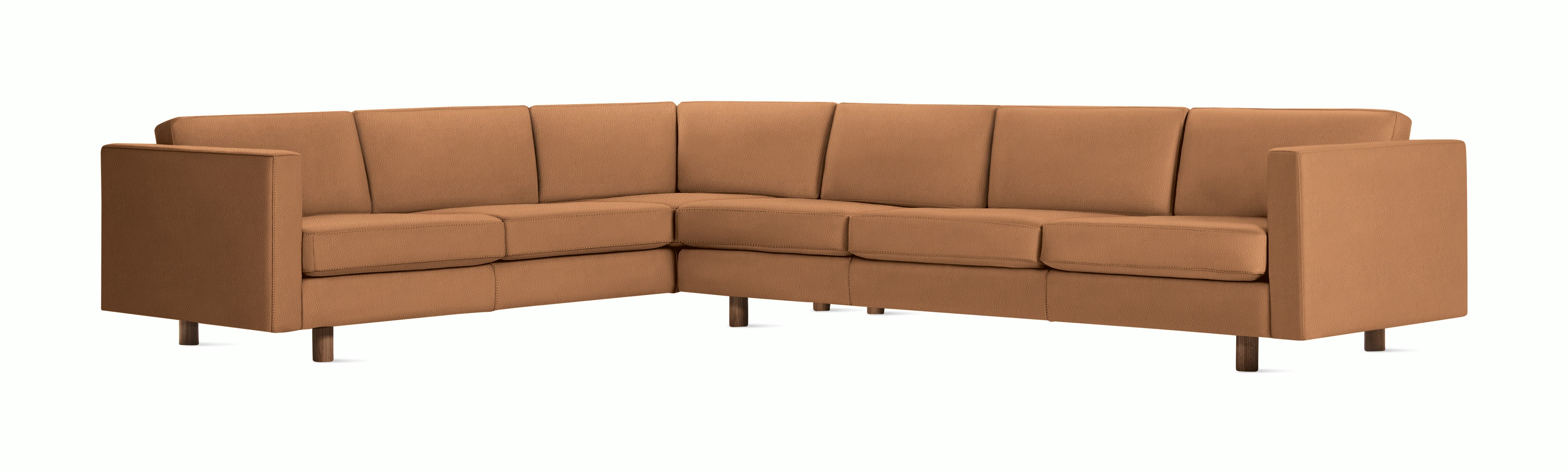 Lispenard Sectional in light brown leather with 4" legs.