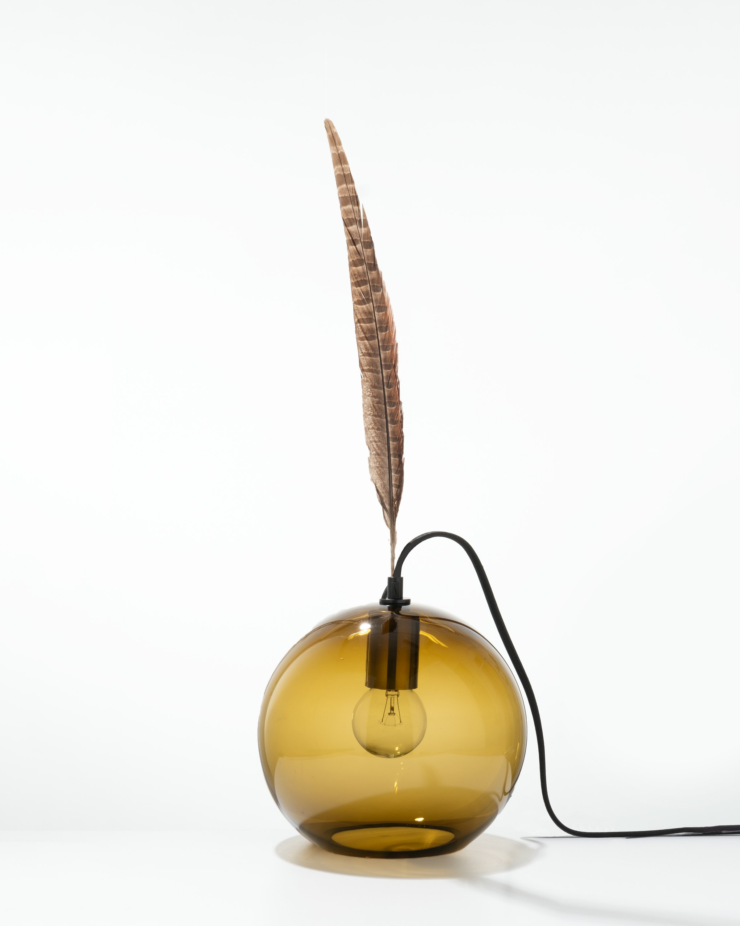 The Smoky Feather Table Lamp - 8inch, Ivory Feather