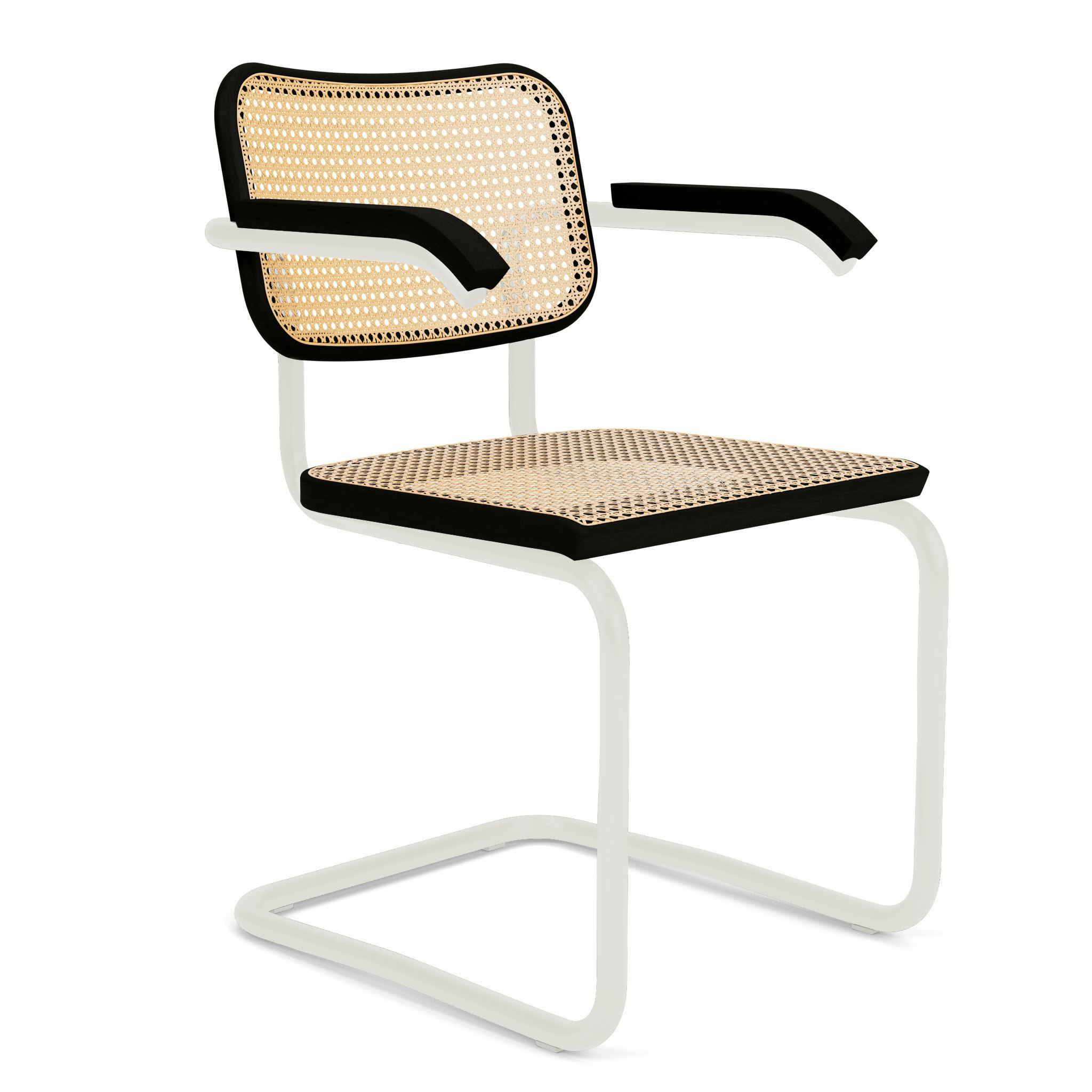 Cesca Chair - Cane,  Ebonized Beech,  White