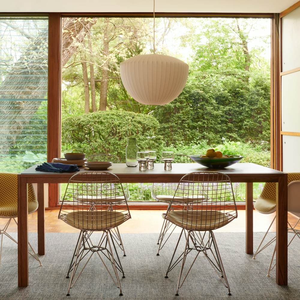 Doubleframe Table with Eames Shell Chairs