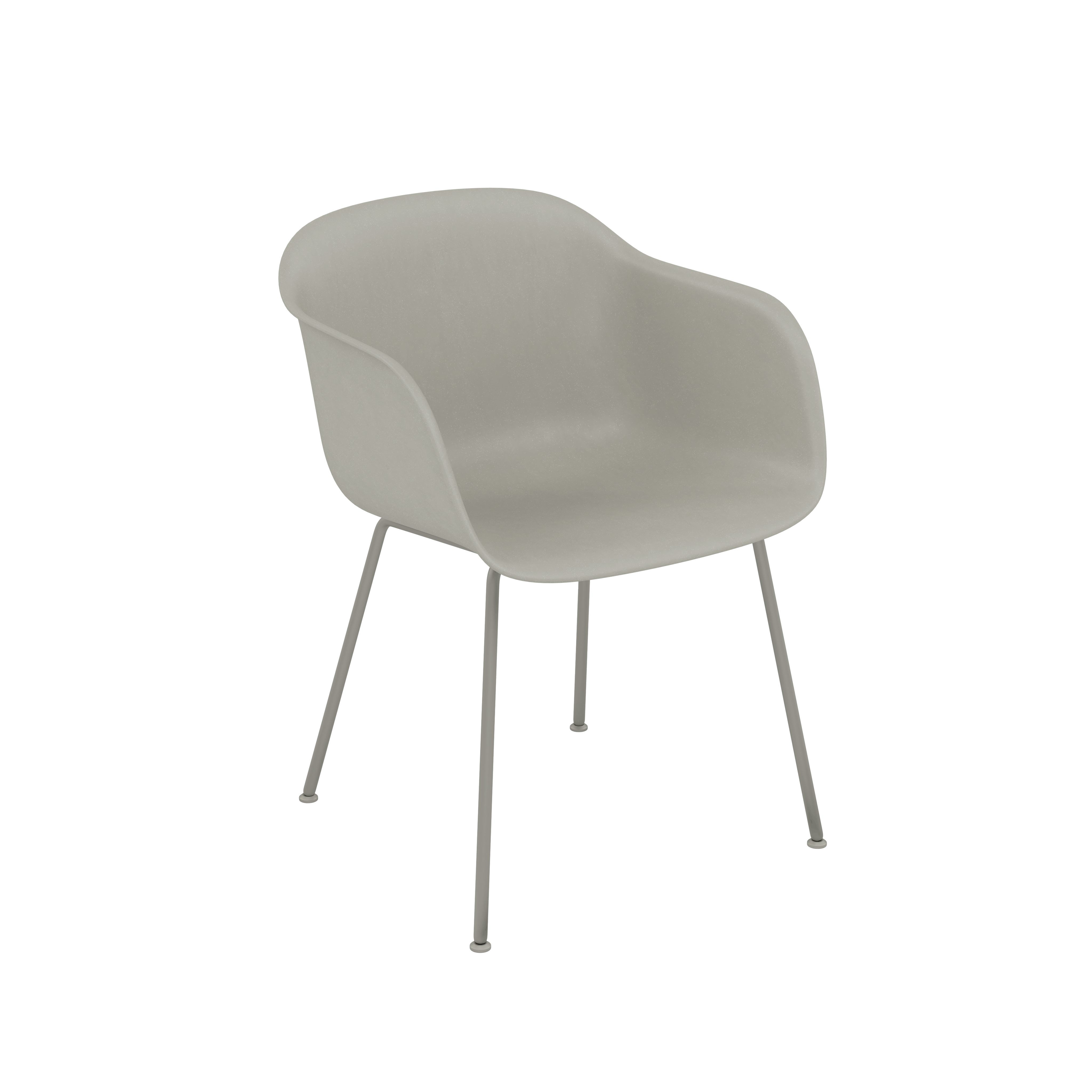 Fiber Dining Chair - Armchair,  Recycled Plastic,  Grey,  Grey Tube