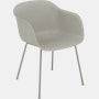 Fiber Dining Chair - Armchair,  Recycled Plastic,  Grey,  Grey Tube