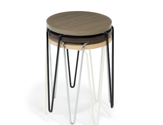 Florence Knoll Hairpin Stacking Side Table Florence Knoll Hairpin Stacking Table Side Table Zebra Woodgrain Laminate Light Ash Woodgrain Laminate Grey Ash Woodgrain Laminate