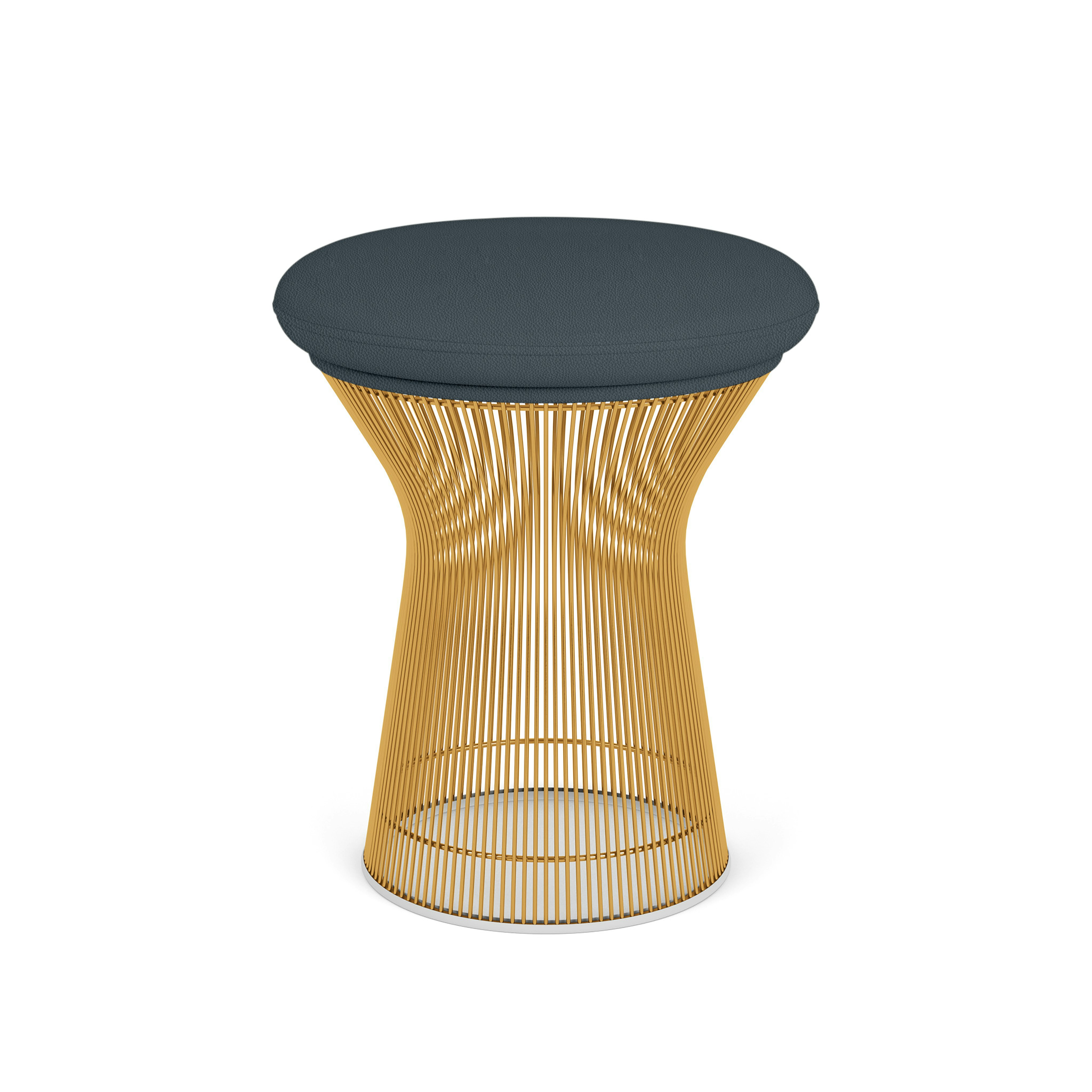 Platner Stool - Gold,  Volo Leather,  Marine Blue