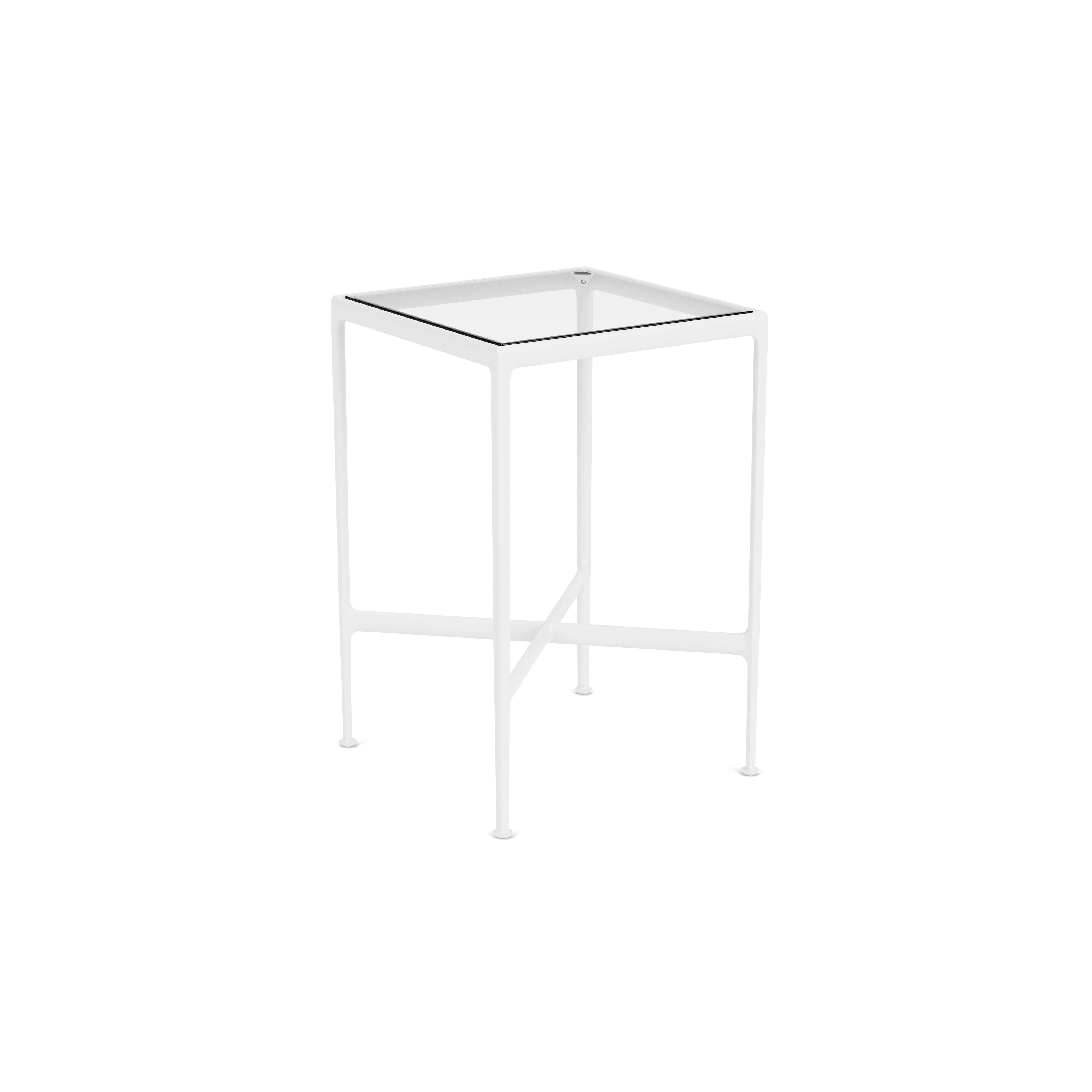 1966 High Table - Bar Height, 28" x 28", Clear Glass, White