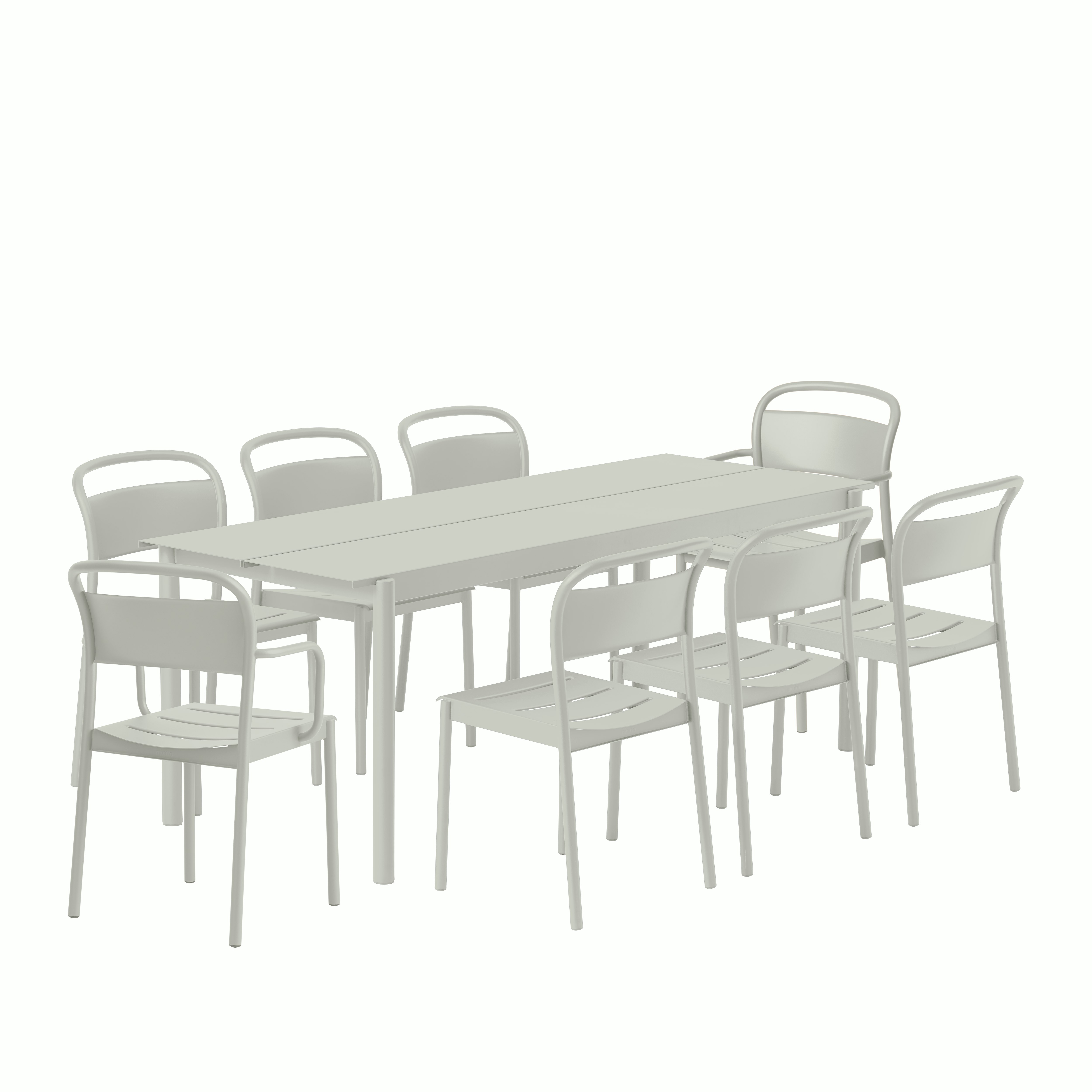 Linear Dining Set - 87" Table,  2 Armchairs,  & 6 Side Chairs,  Grey"