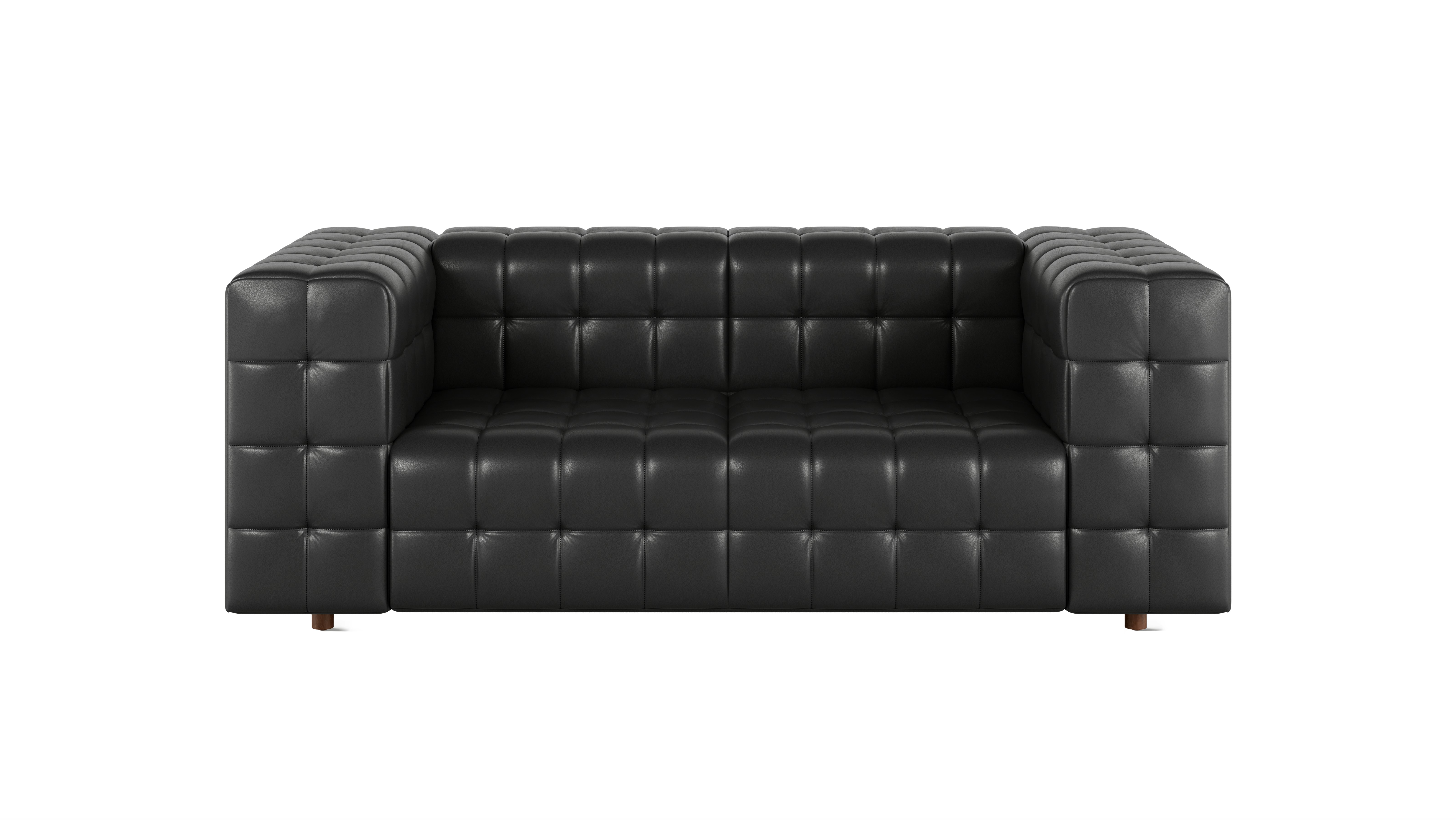 Rapport Sofa 2 Seater in Prone Leather Obsidian with Walnut Legs