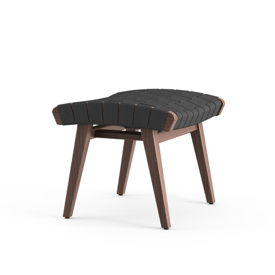 Risom Ottoman - Dark Grey Cotton, Light Walnut