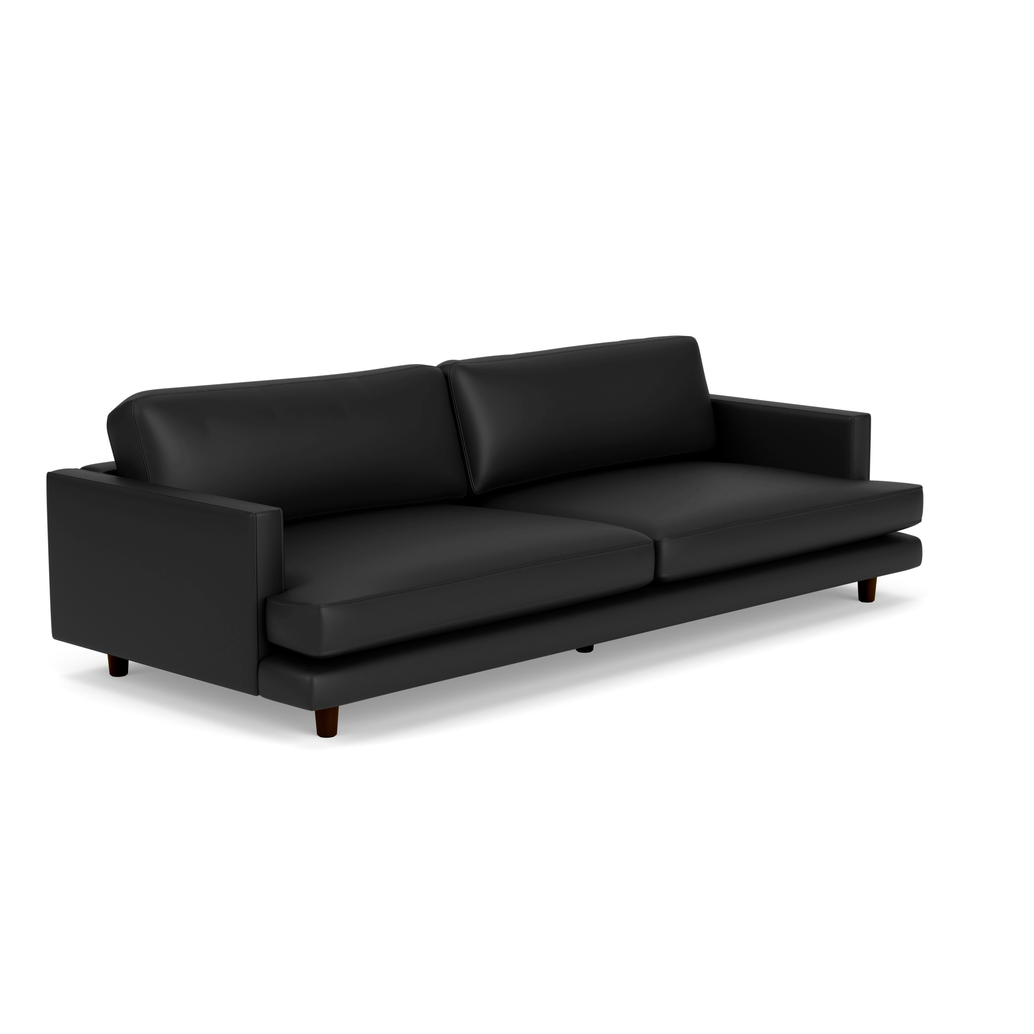 D'Urso Sofa - Volo Leather, Black, Burnt Walnut on Oak