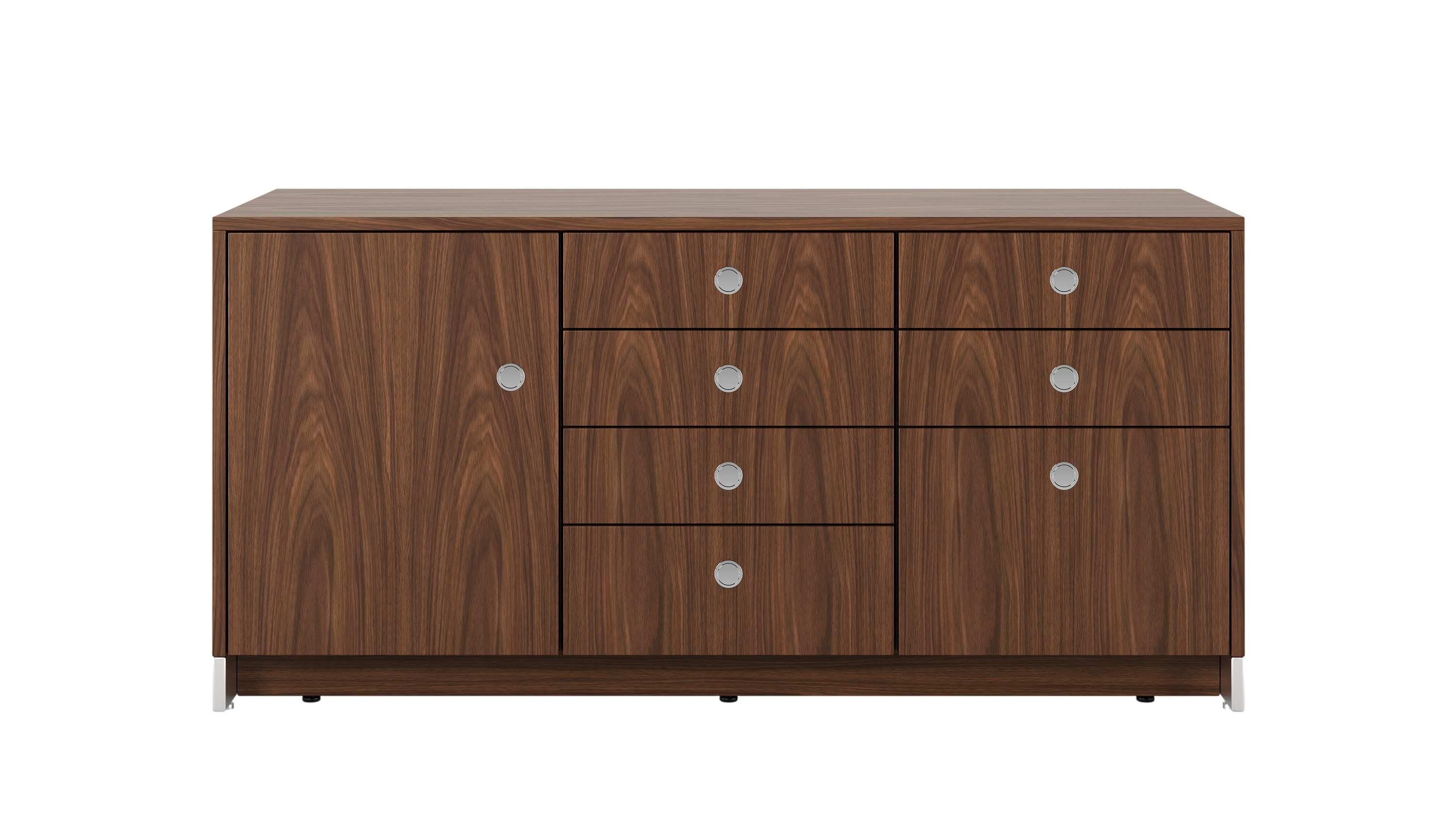 Sled Base Credenza - 52.5,  Mixed Storage,  Walnut