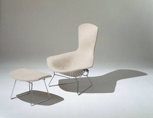 Bertoia Bird Chair and Ottoman with white cover