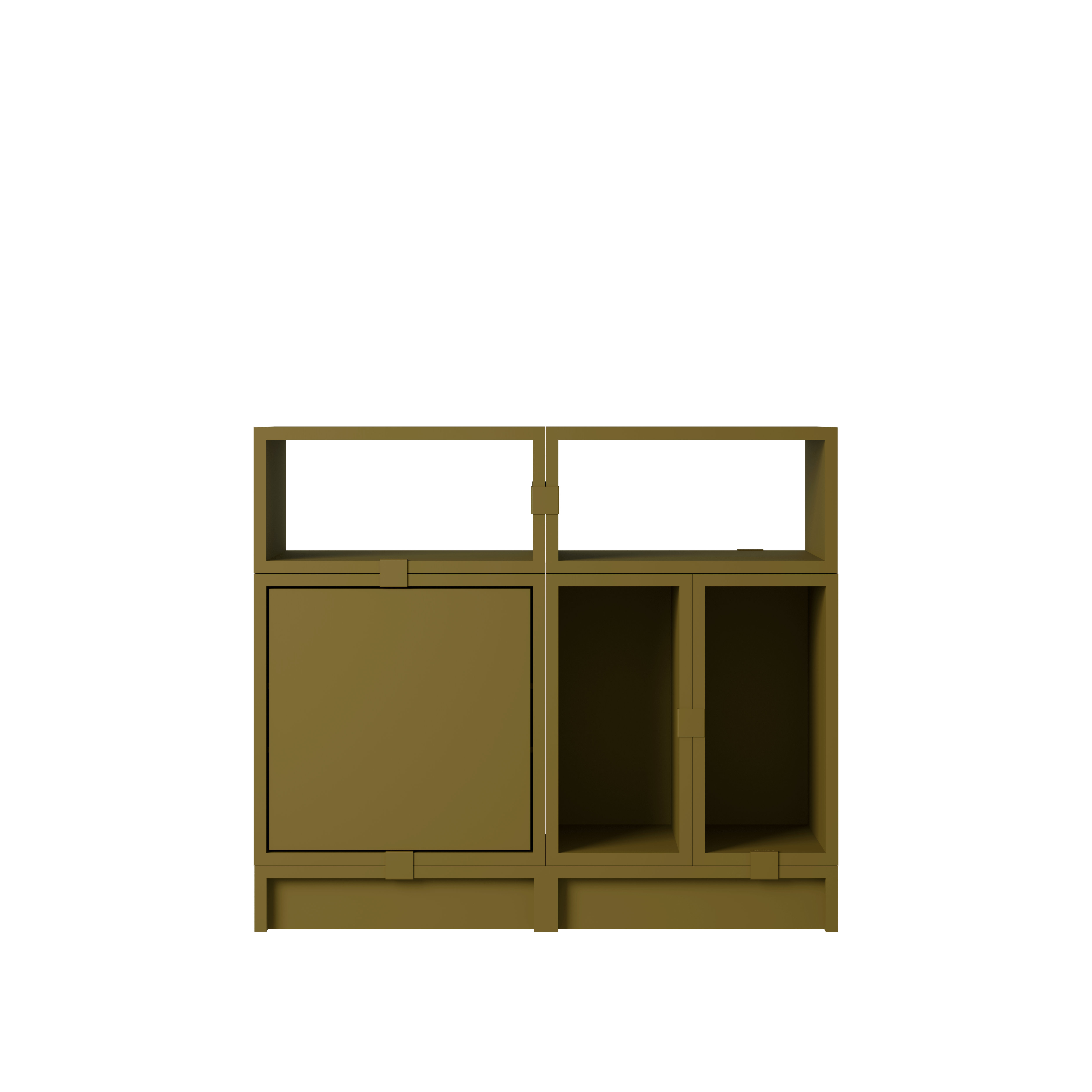 Stacked Office Storage - Configuration 5,  Brown Green,  Plinth