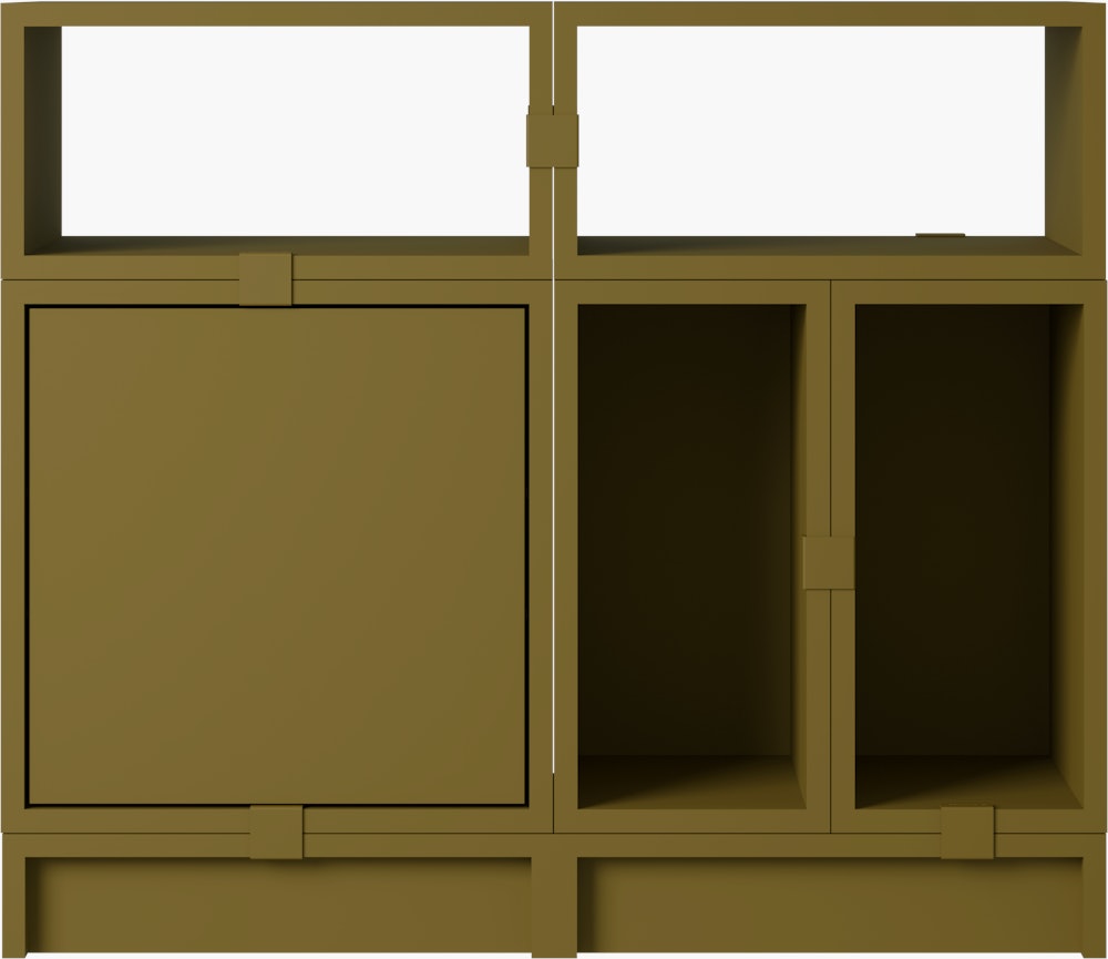 Stacked Office Storage - Configuration 5,  Brown Green,  Plinth