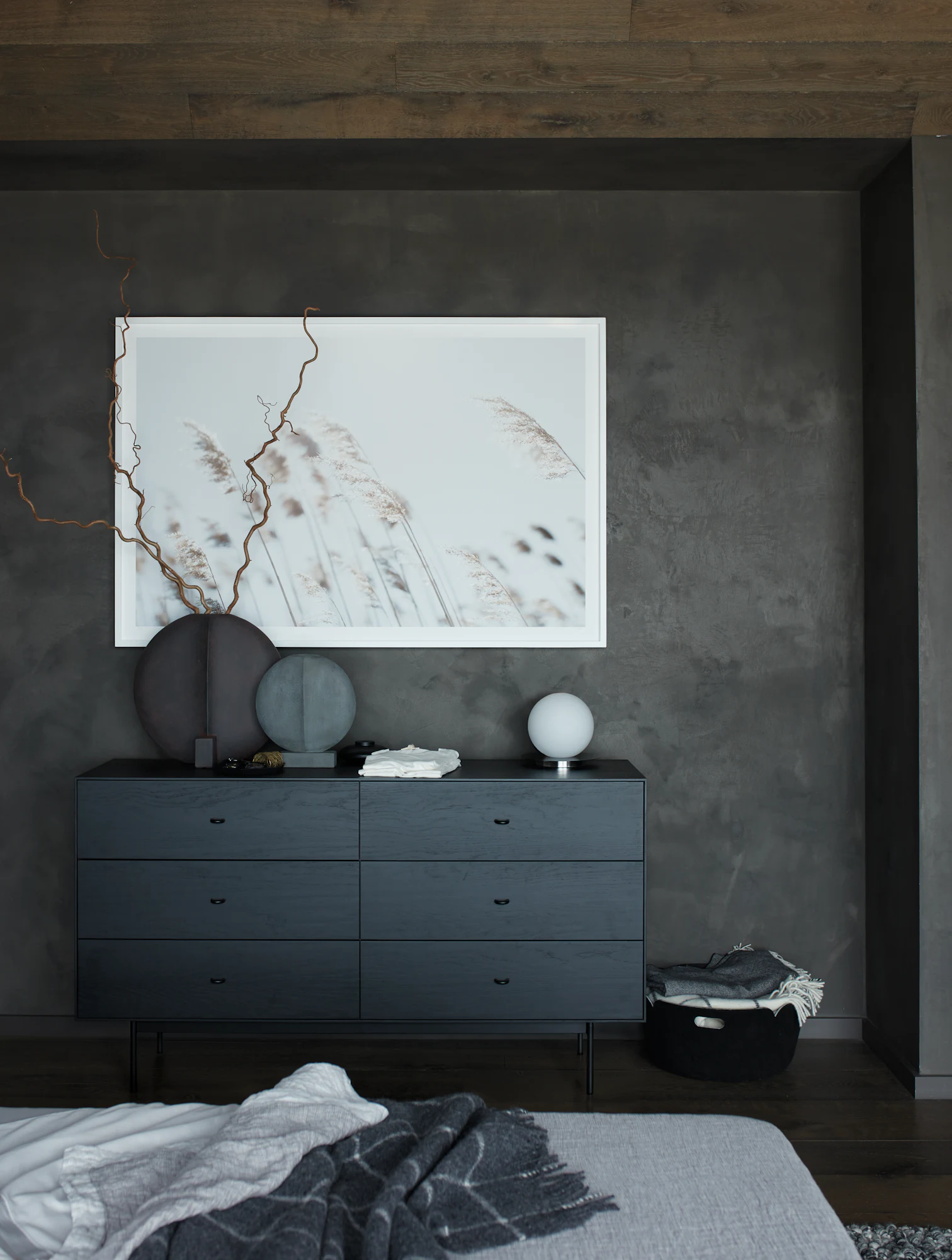 Loop 6-drawer dresser in dark finish with rounded pulls