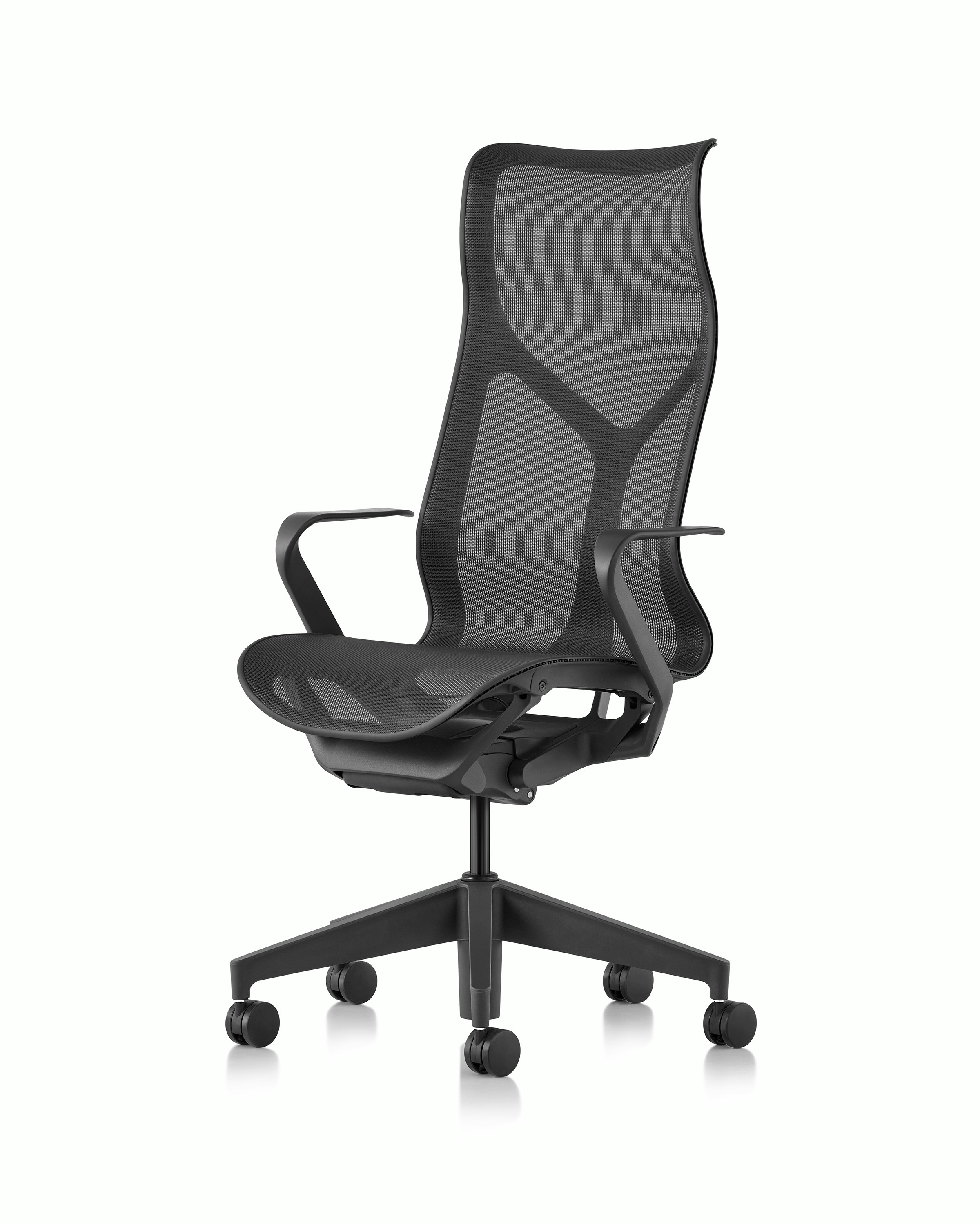 Cosm high back chair, front angle graphite