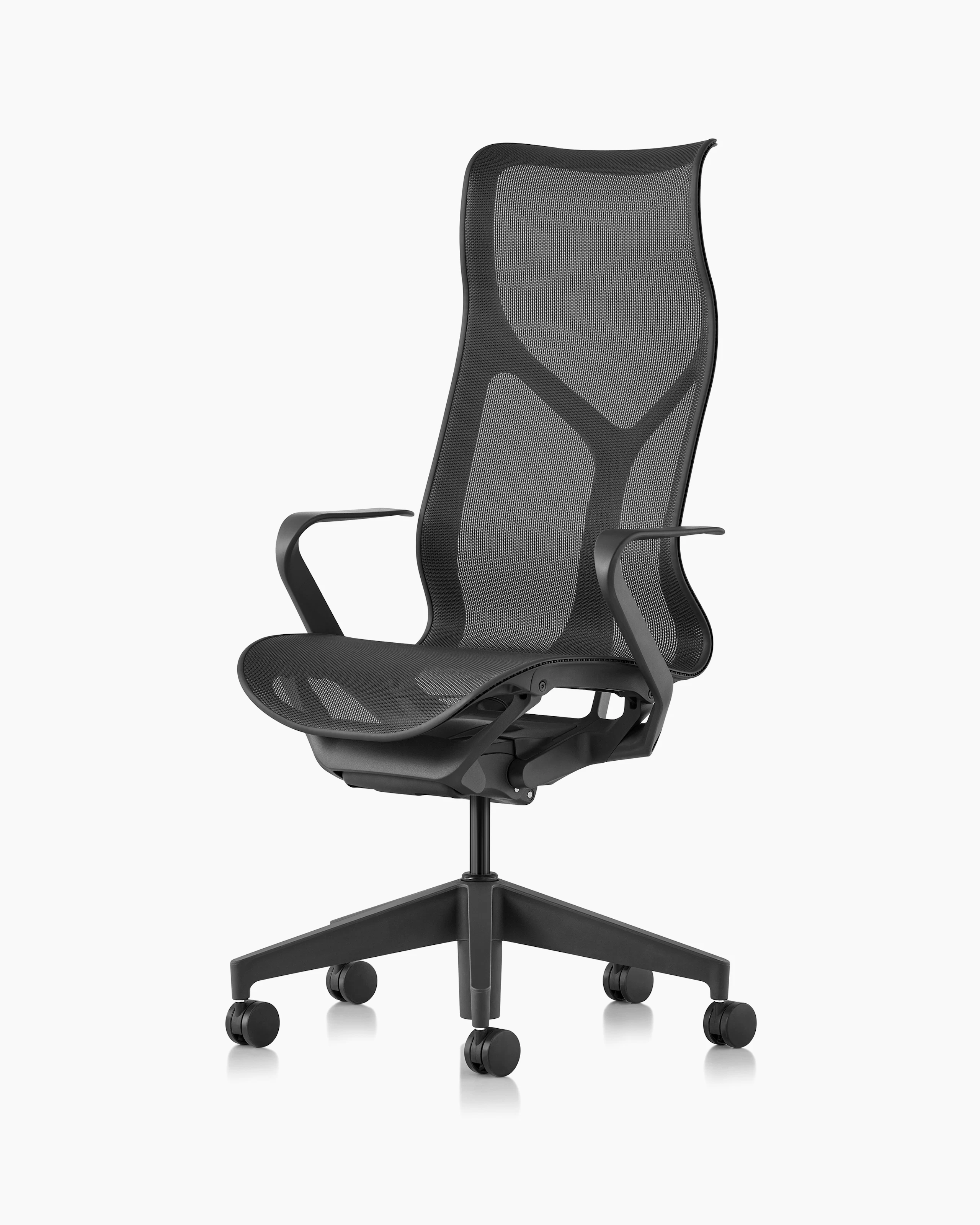 Cosm high back chair, front angle graphite