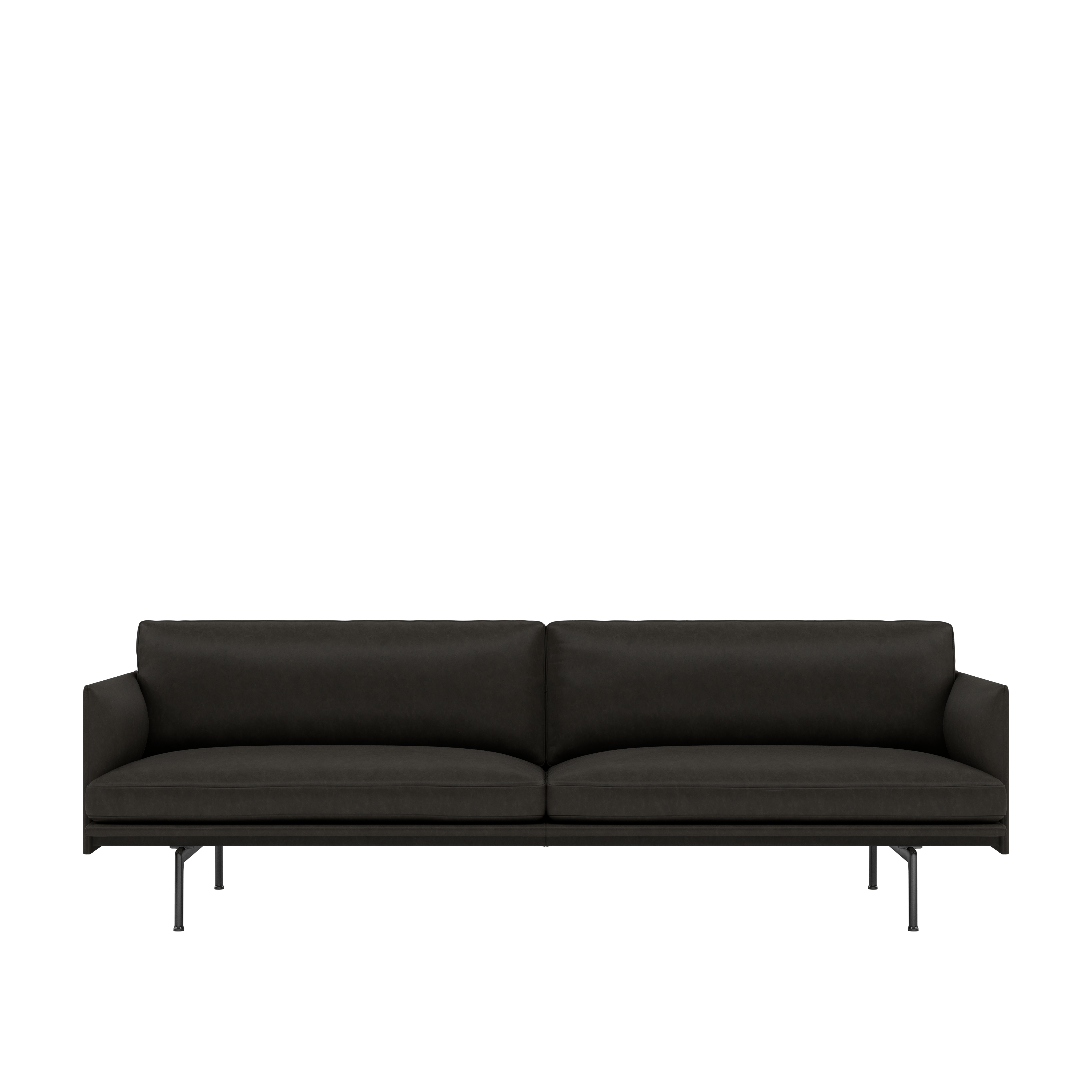Outline Sofa, 3-Seater, Black,  Grace Leather , Grey