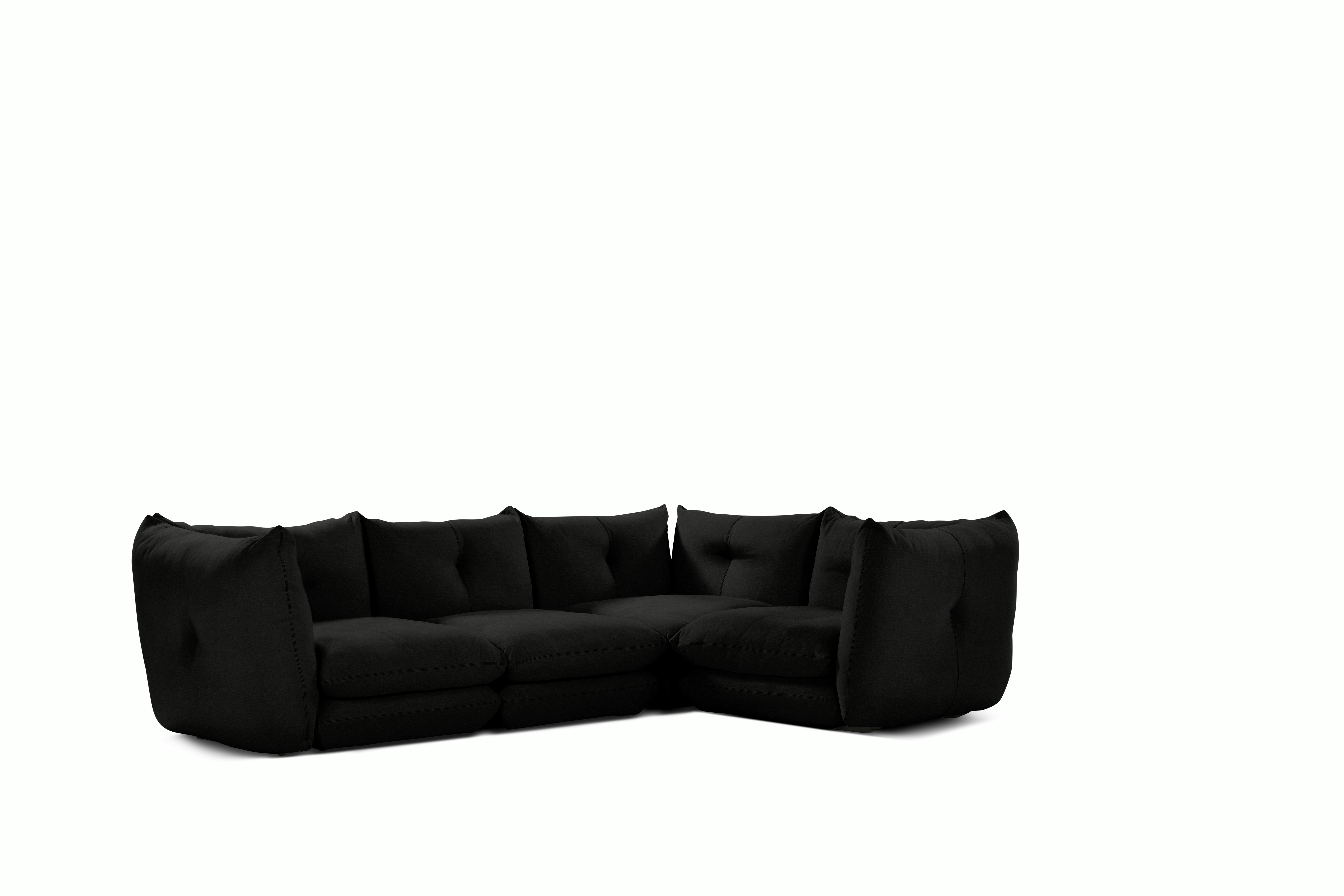 Pillo Sectional -  Right Four seater Standard or Deep in Iseo Black