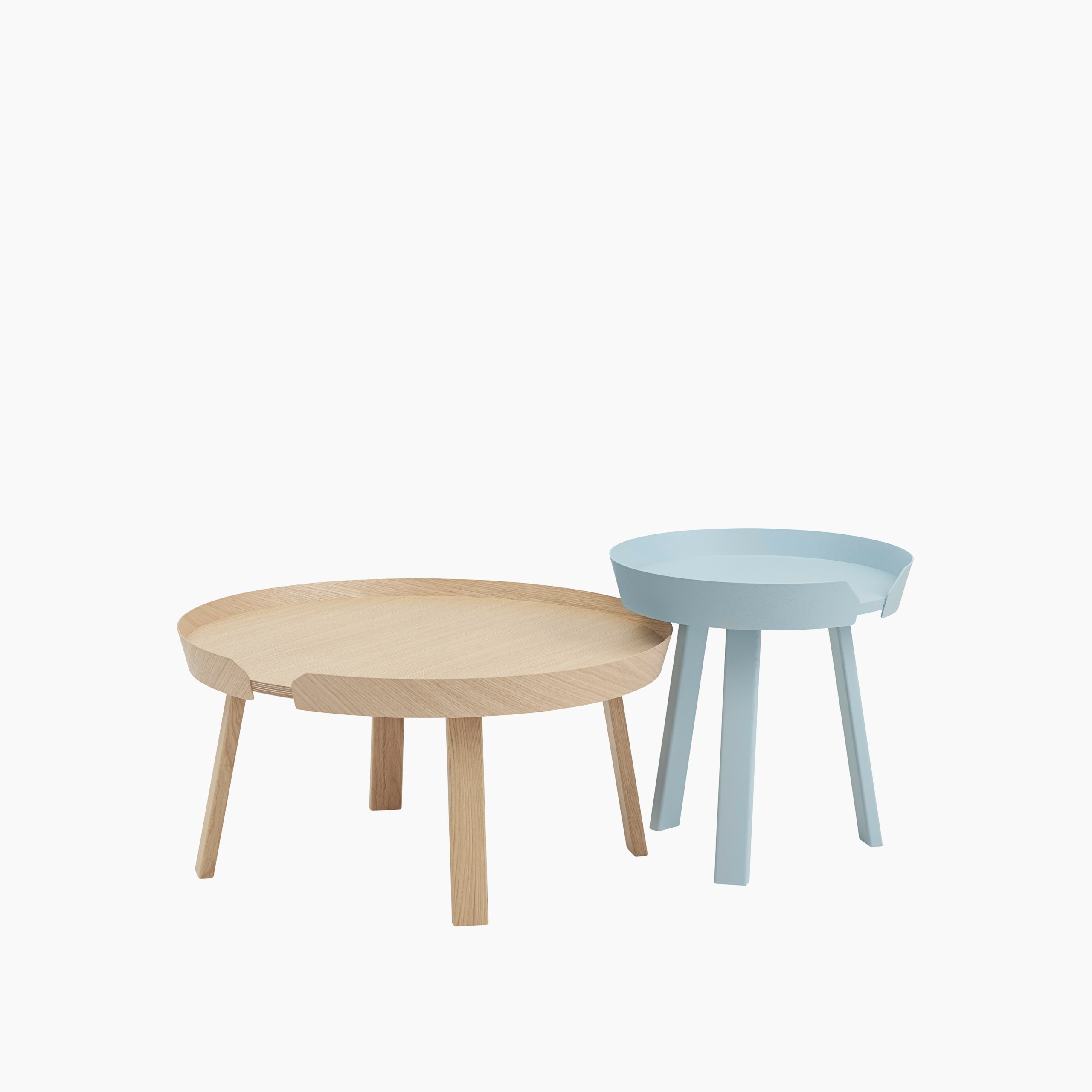 Around coffee table oak light blue group Muuto 5000x5000 hi res