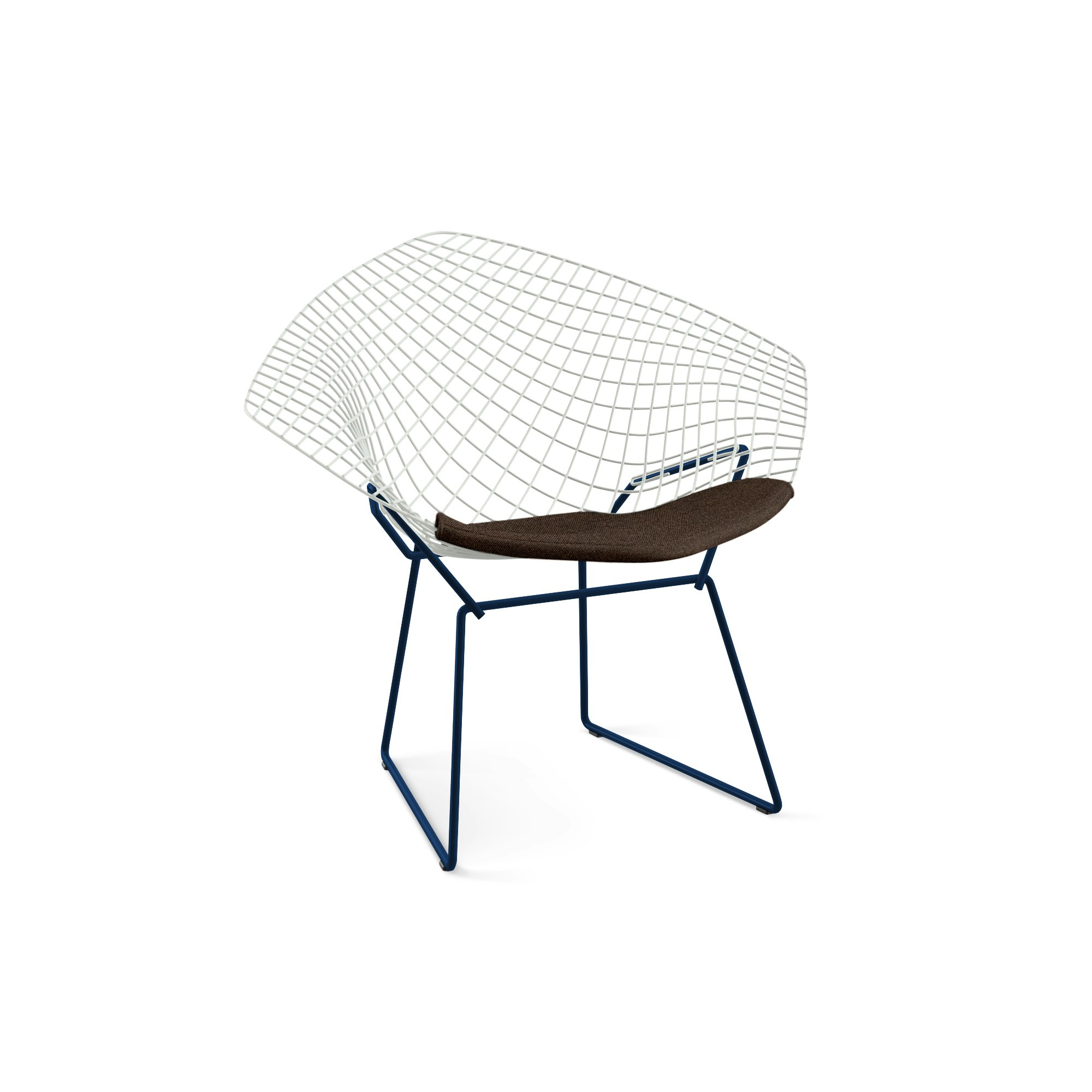 Bertoia Diamond Chair,  White Frame,  Blue Base,  Hourglass,  Mocha
