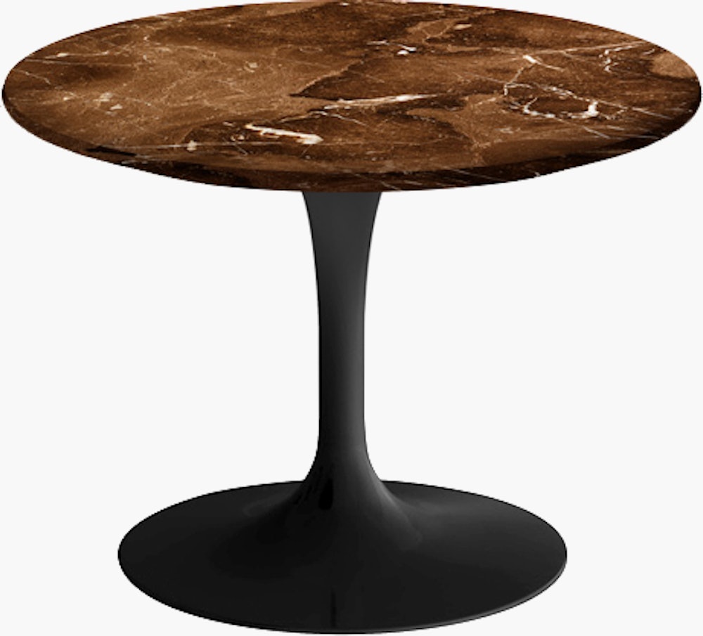 Saarinen Low Side Table - 20",  Round,  Satin Coated Marble,  Espresso,  Black"