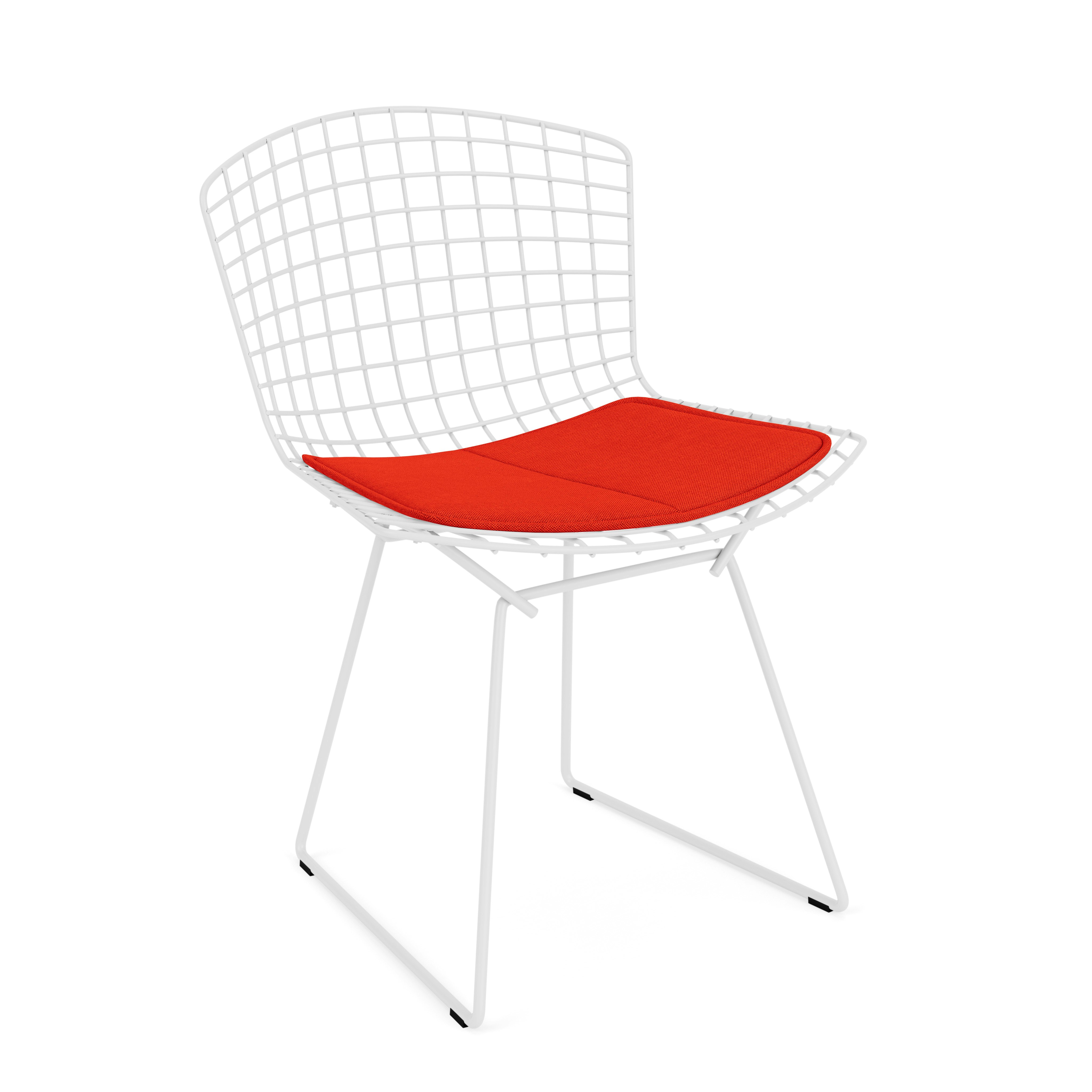 Bertoia Side Chair- Seat Pad, White, Crossroad, Paprika