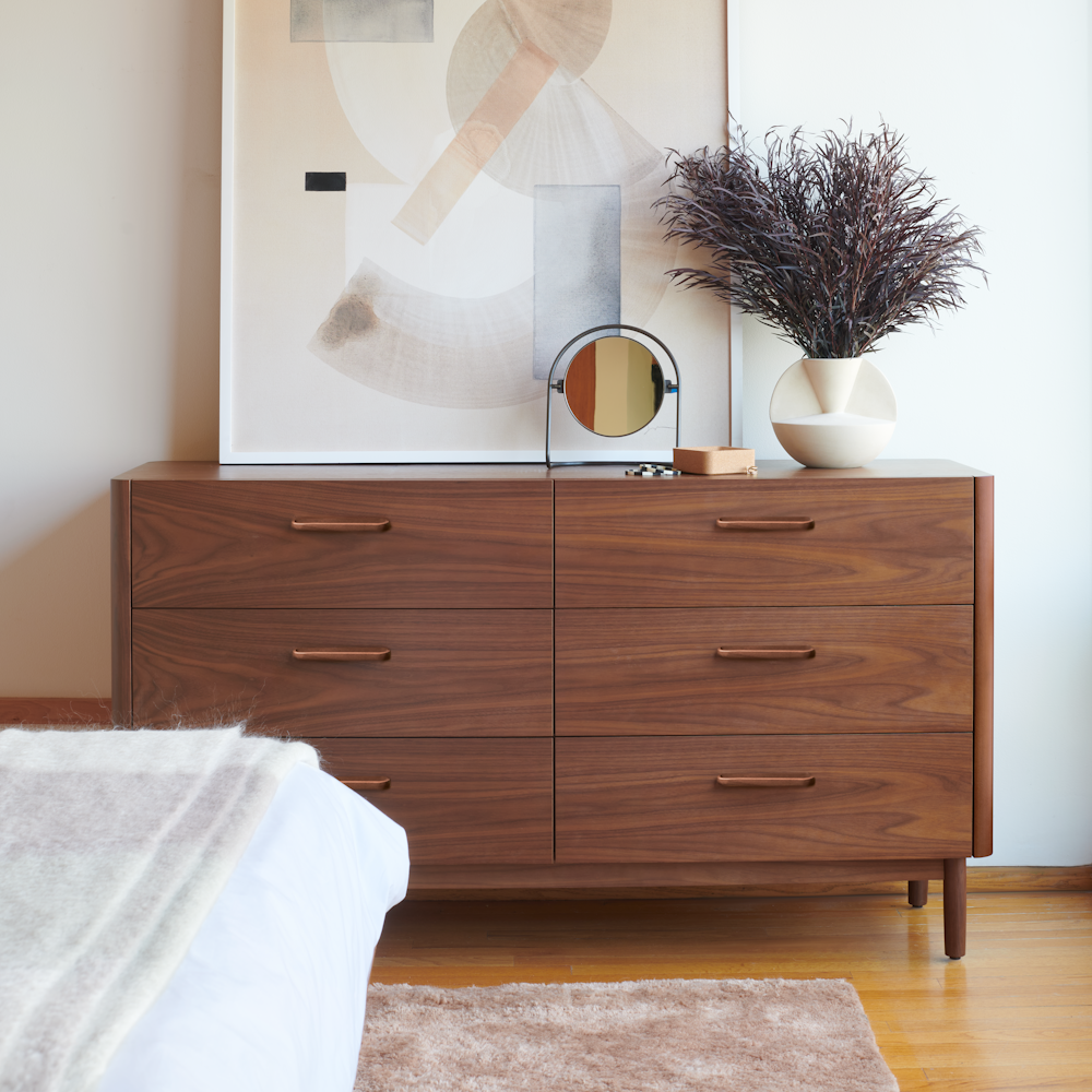 Miro Dresser,  Linna I by Laura Naples,  Nimbus Table Mirror