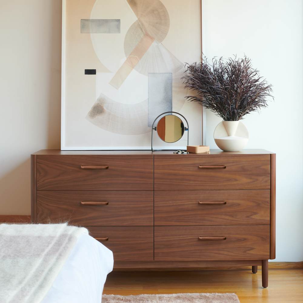 Miro Dresser,  Linna I by Laura Naples,  Nimbus Table Mirror