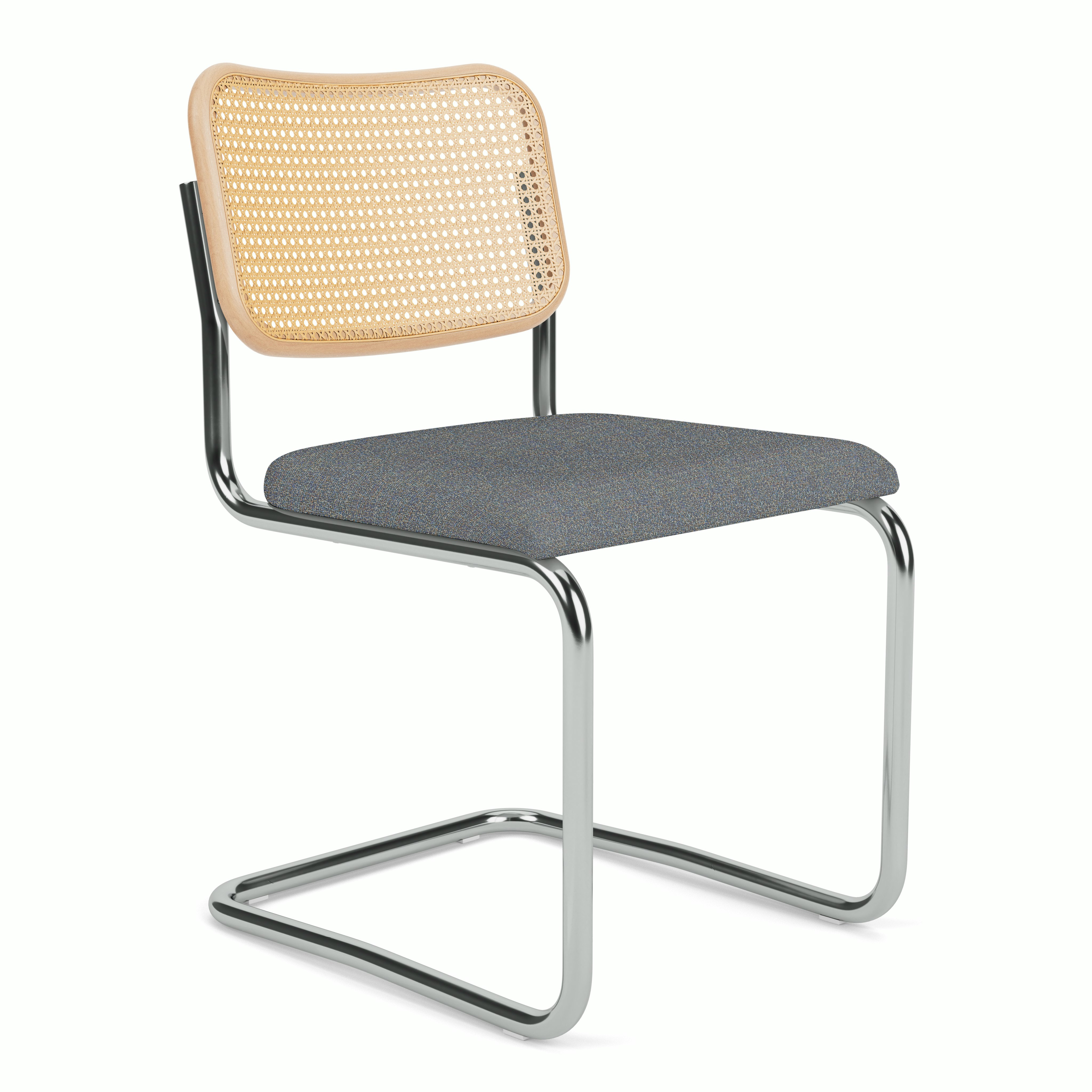 Cesca Side Chair - Caned with Natural Beech Back,  Upholstered Seat,  Tempest,  Aurora