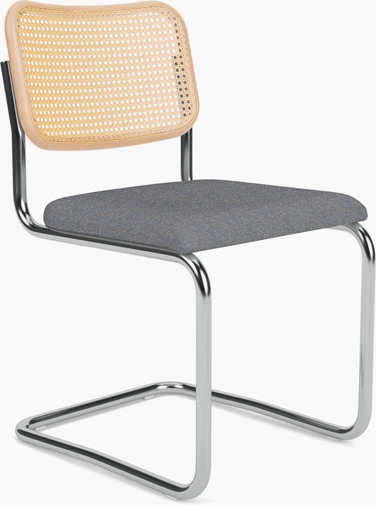 Cesca Side Chair - Caned with Natural Beech Back,  Upholstered Seat,  Tempest,  Aurora