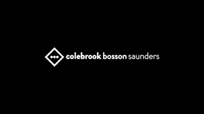 Colebrook Bosson Saunders-logo op een zwarte achtergrond.