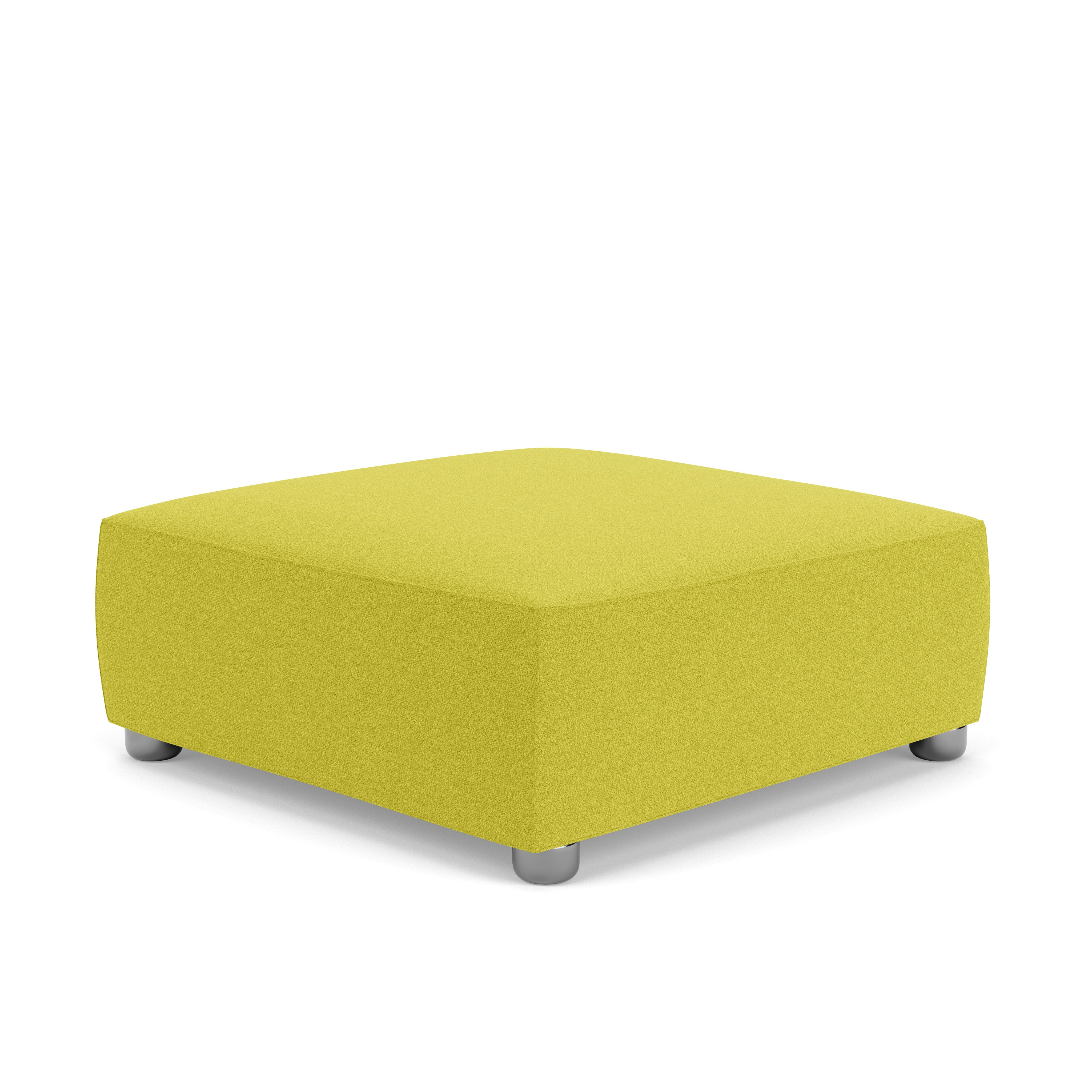 Barber Osgerby Ottoman -  Medium, Chrome, Classic Boucle, Chartreuse