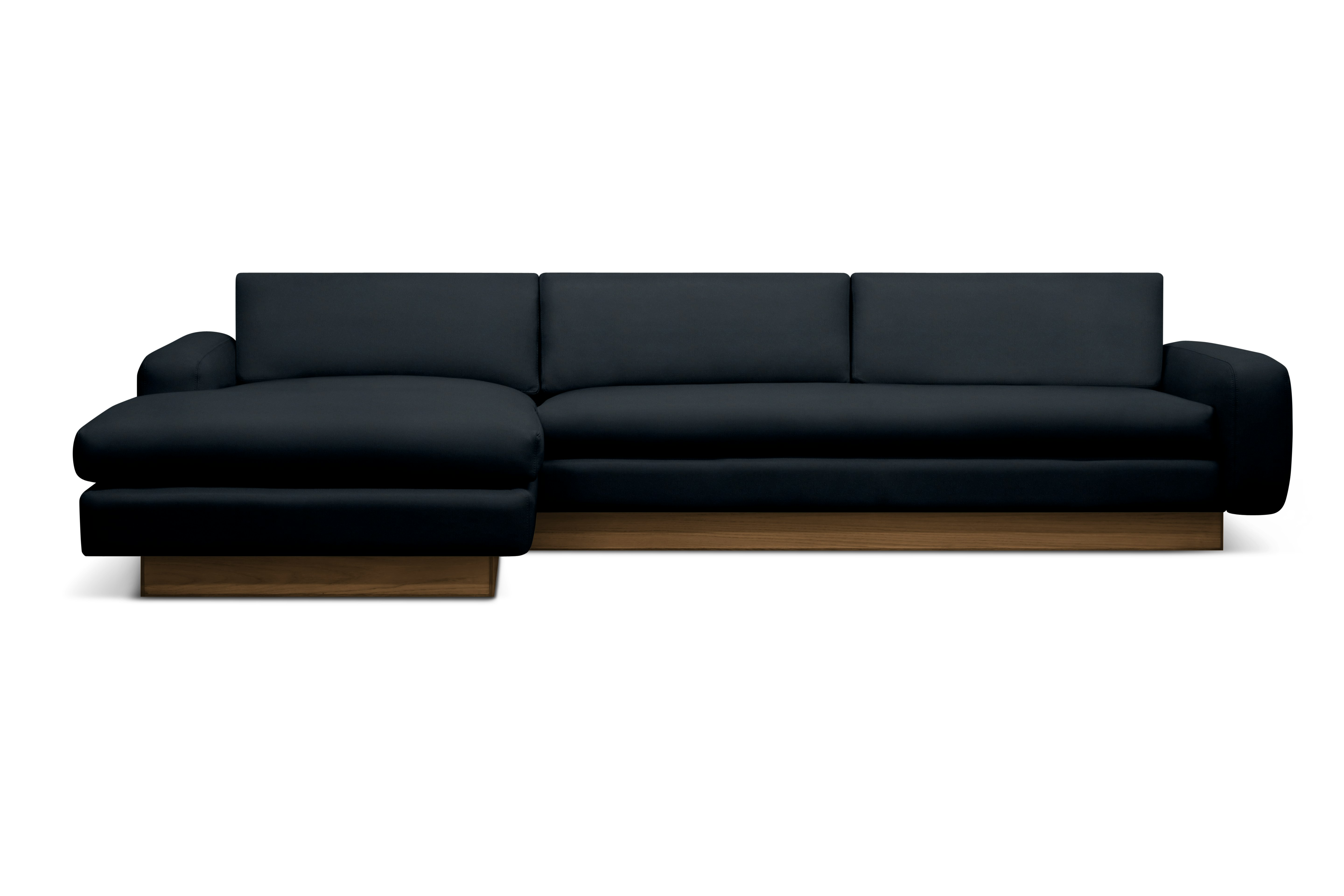 Mesa Sectional with Chaise - Left,  Marquis Velvet,  Midnight,  Walnut