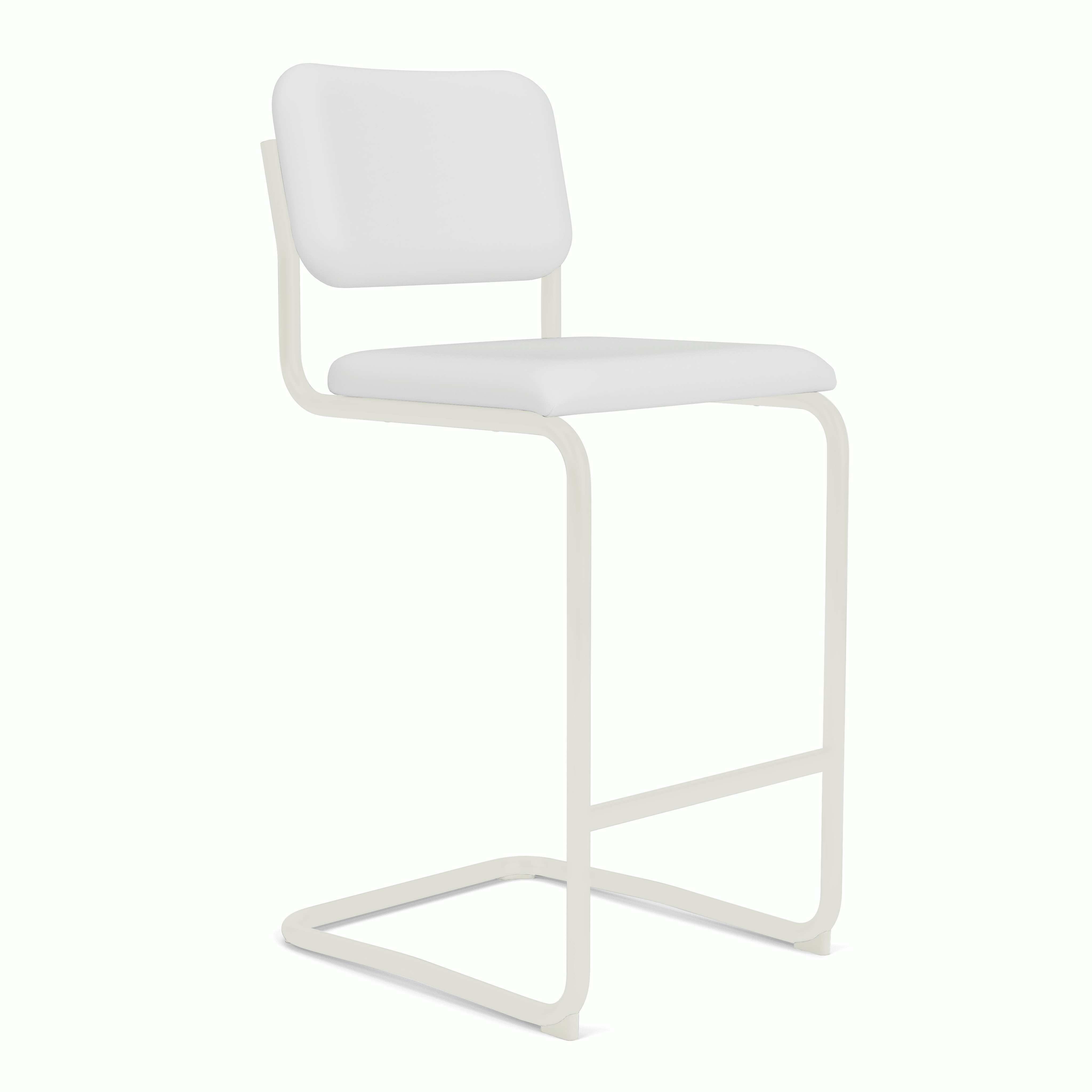 Cesca Upholstered Stool - Fully Upholstered,  Volo Leather,  White,  White