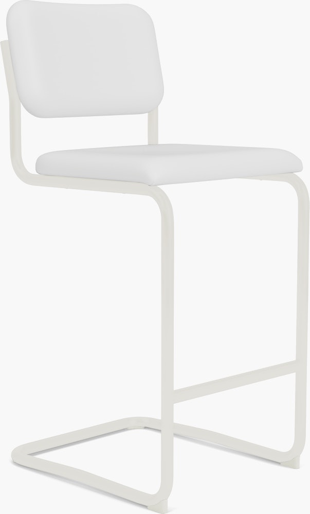 Cesca Upholstered Stool - Fully Upholstered,  Volo Leather,  White,  White
