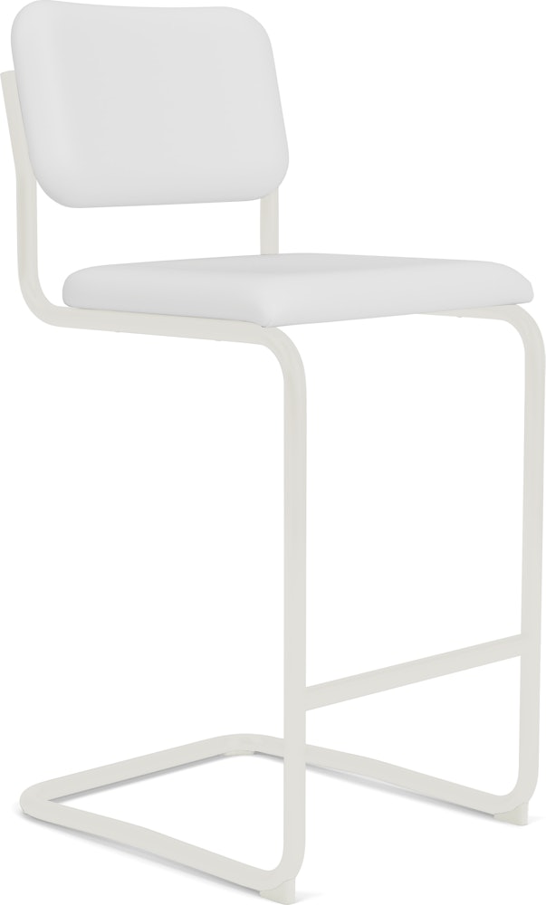 Cesca Upholstered Stool - Fully Upholstered,  Volo Leather,  White,  White