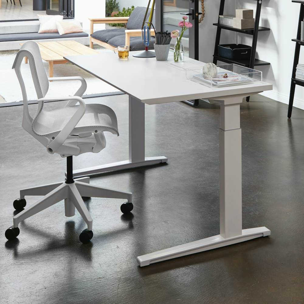 Renew Sit to Stand Desk with Advanced Cord Management with Cosm Chair Low Back
