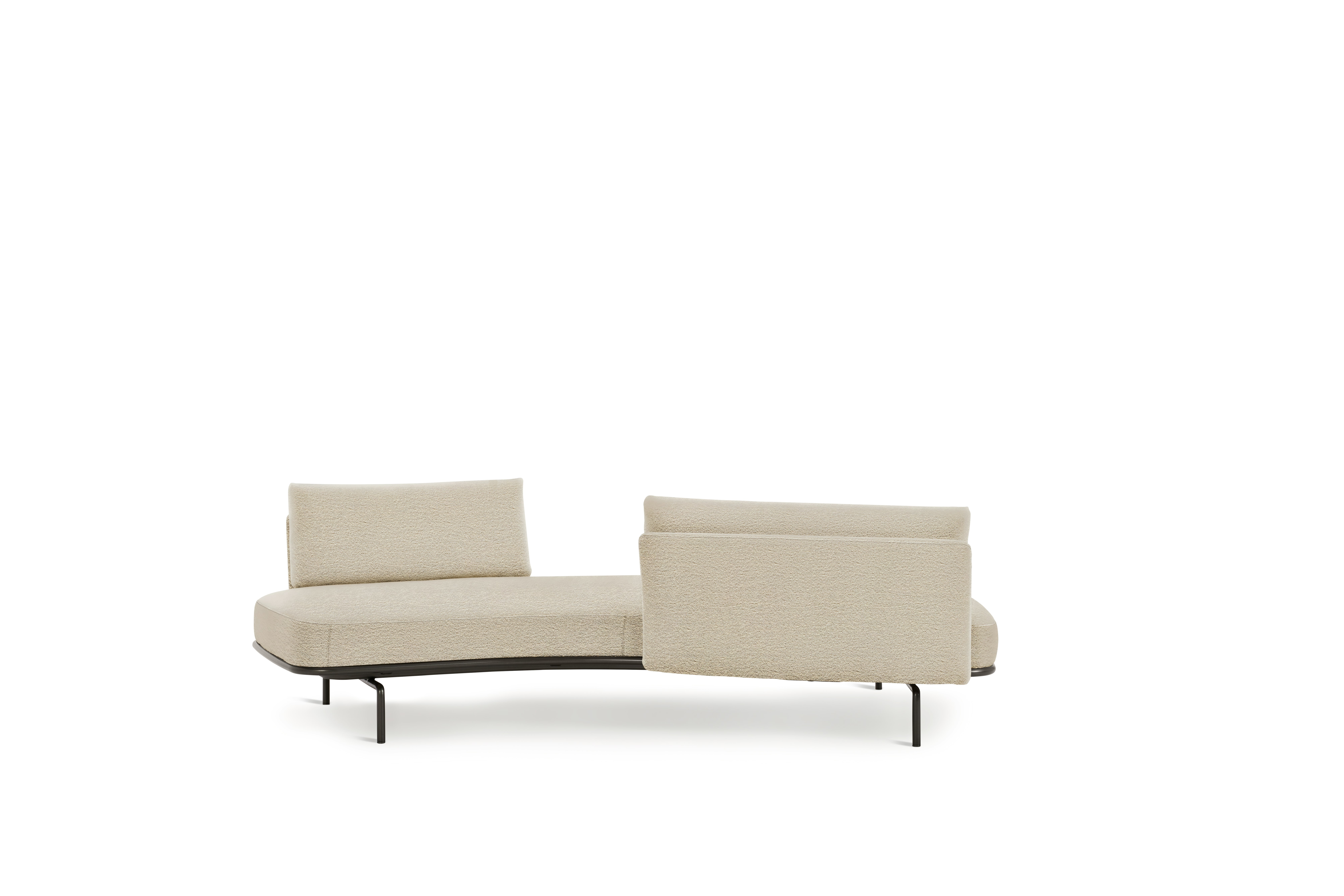 Panoramic Sofa - Left, Medium / Large, Curly, Ivory, Charcoal