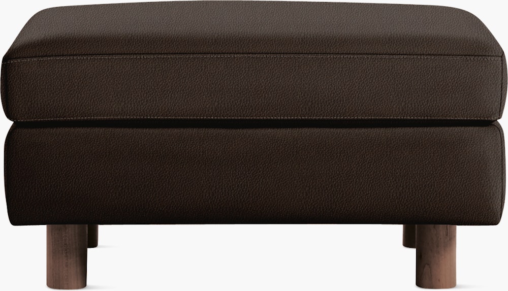 Lispenard Ottoman  in java brown leather with 4" legs.