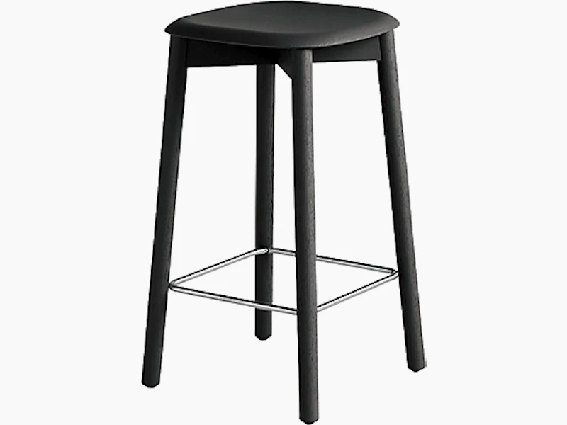 A front angle view of the Soft Edge 82 Counter Stool in black.