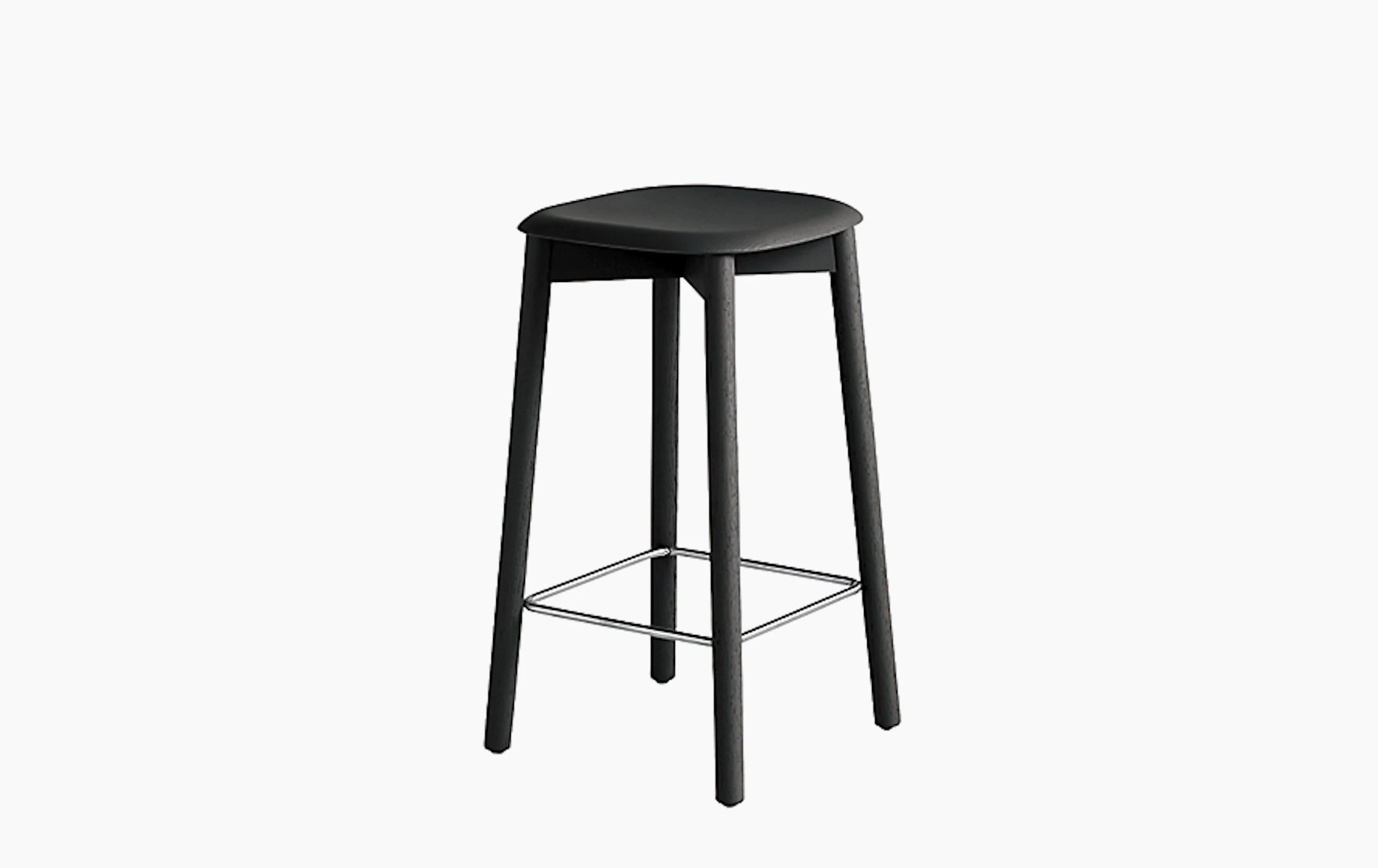 A front angle view of the Soft Edge 82 Counter Stool in black.