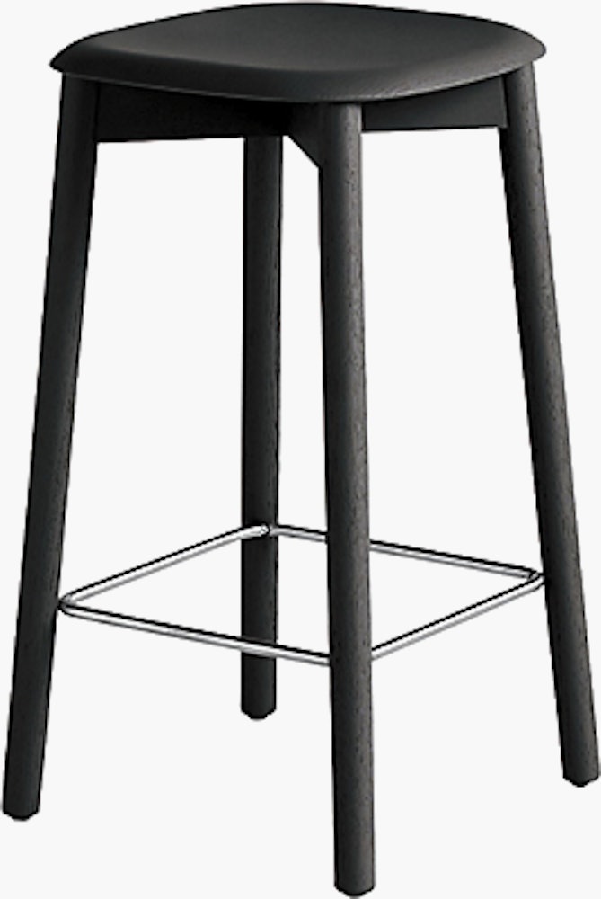 A front angle view of the Soft Edge 82 Counter Stool in black.