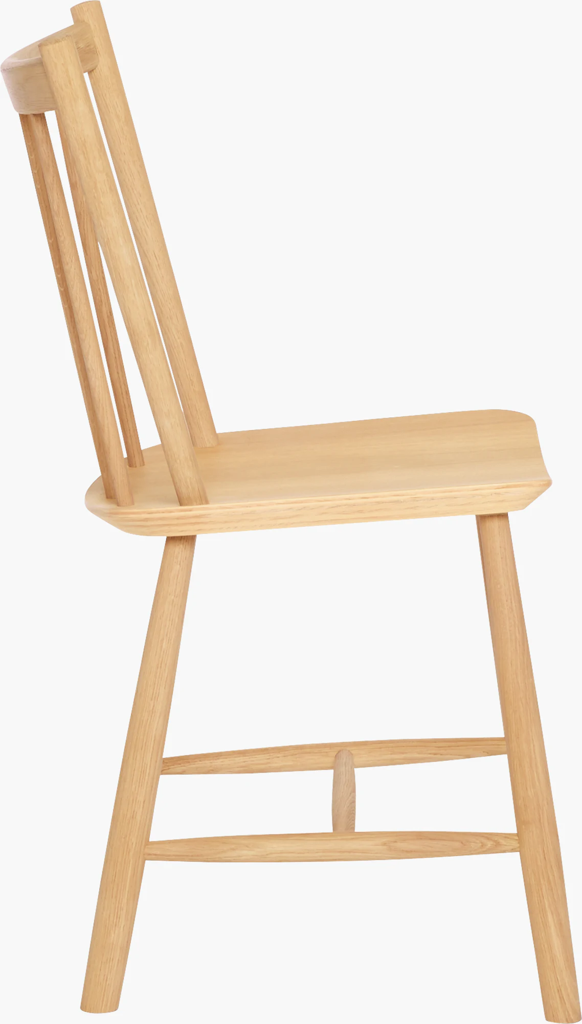 Oak J 41 side chair side view with slatted back