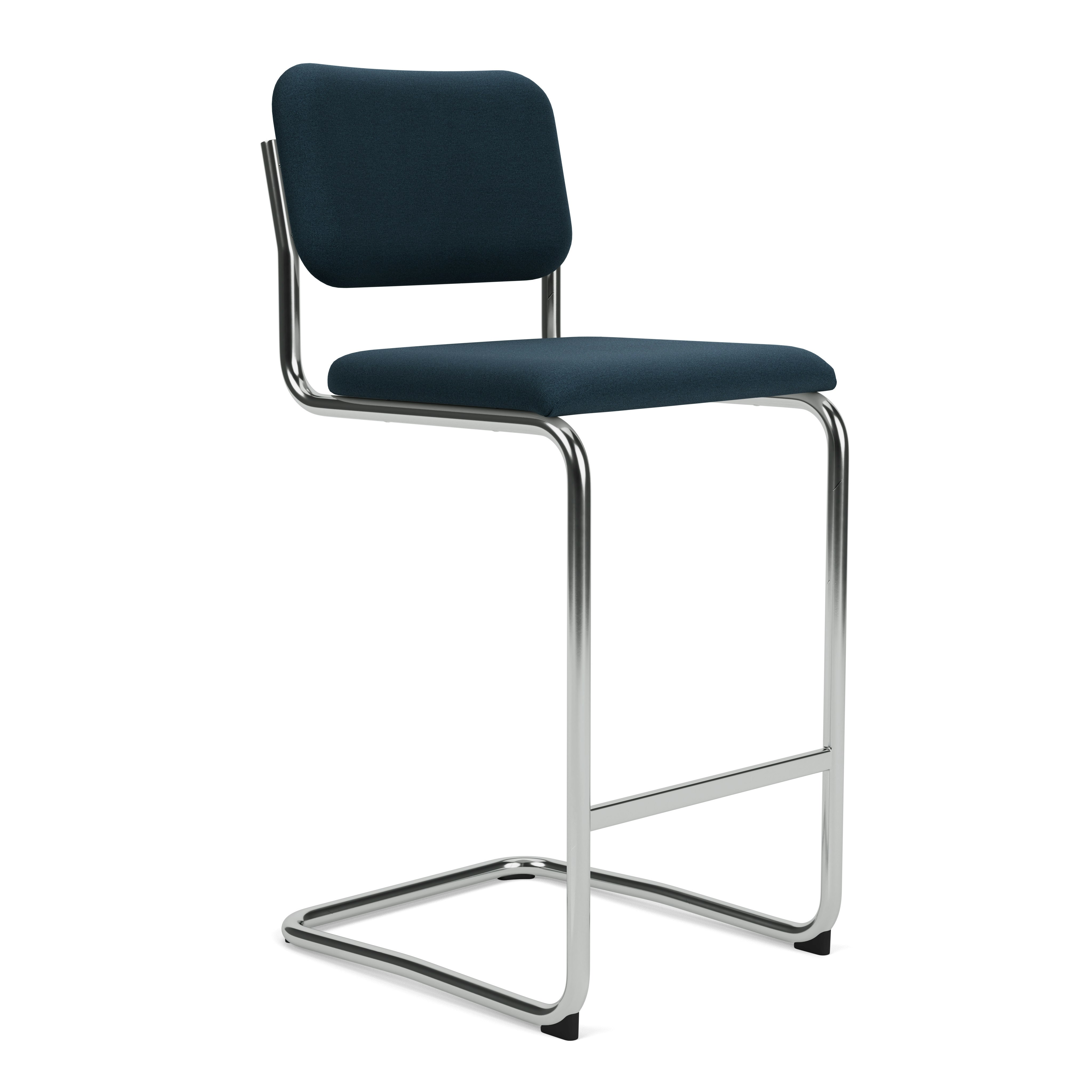 Cesca Stool Fully Upholstered, Hourglass, Indigo, Bar