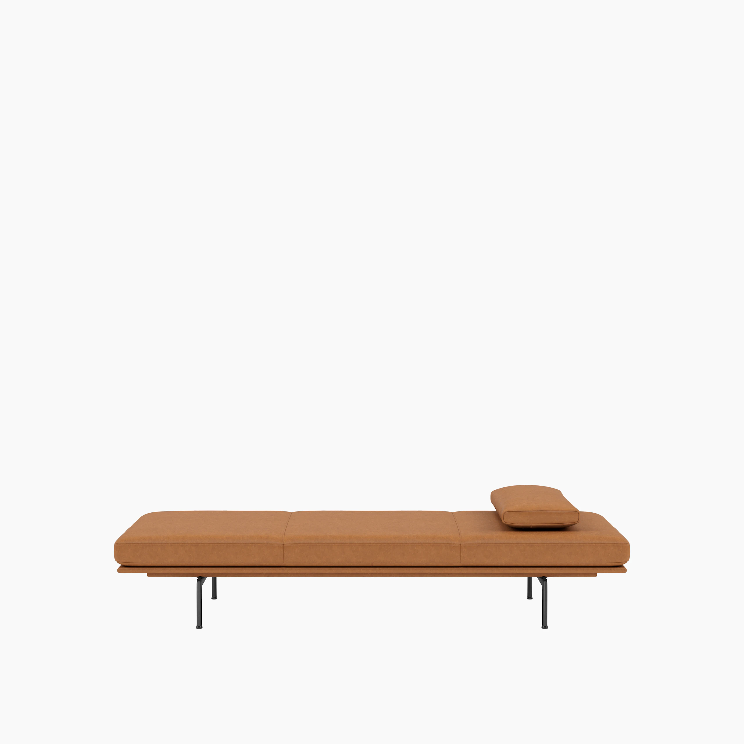 Outline Daybed with Cushion - Grace Leather, Cognac