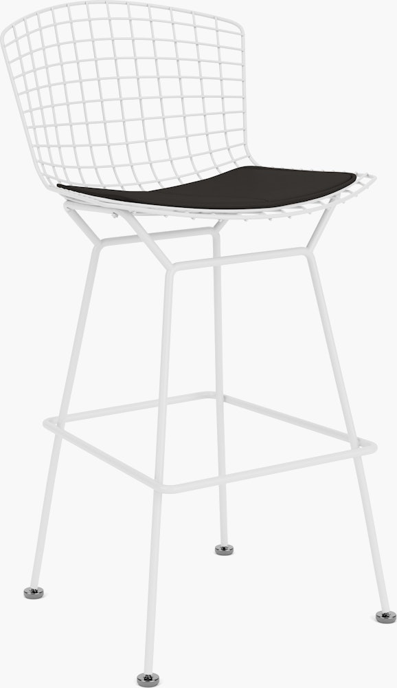 Bertoia Stool - Bar Height, With Seat Pad, White, Prairie, Bison