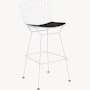 Bertoia Stool - Bar Height, With Seat Pad, White, Prairie, Bison
