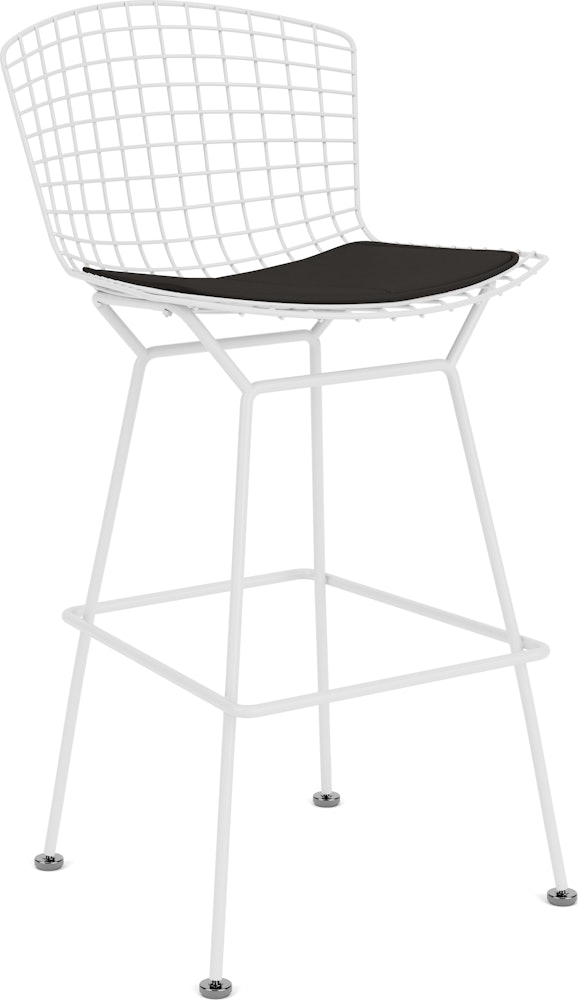 Bertoia Stool - Bar Height, With Seat Pad, White, Prairie, Bison