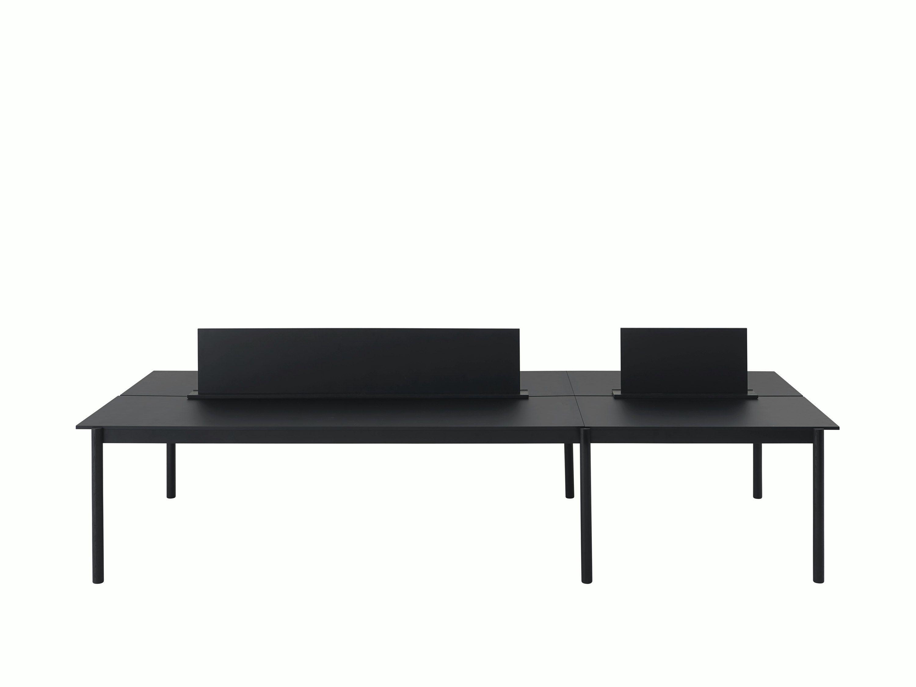 Linear system table config 1 black nanolaminate black w screens Muuto